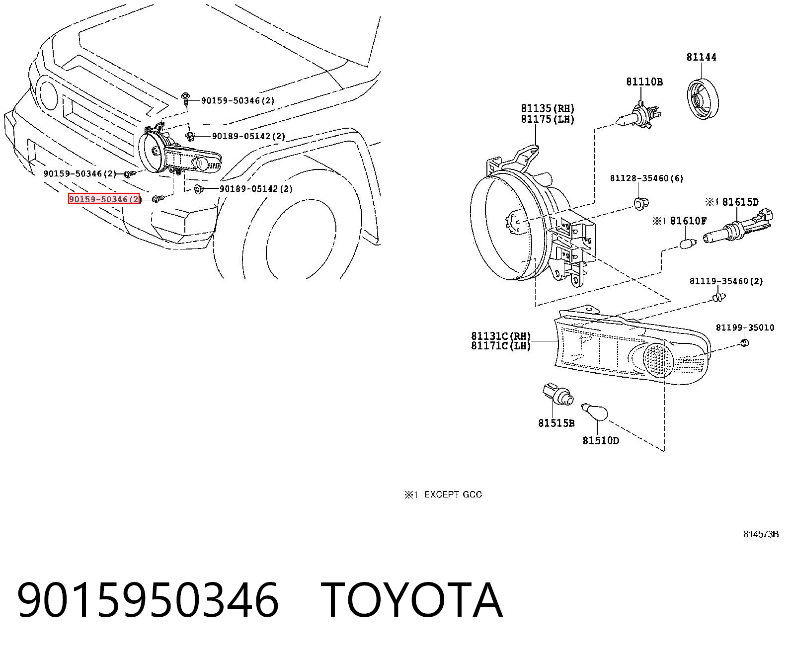Clip de fijación de faro 9015950346 TOYOTA