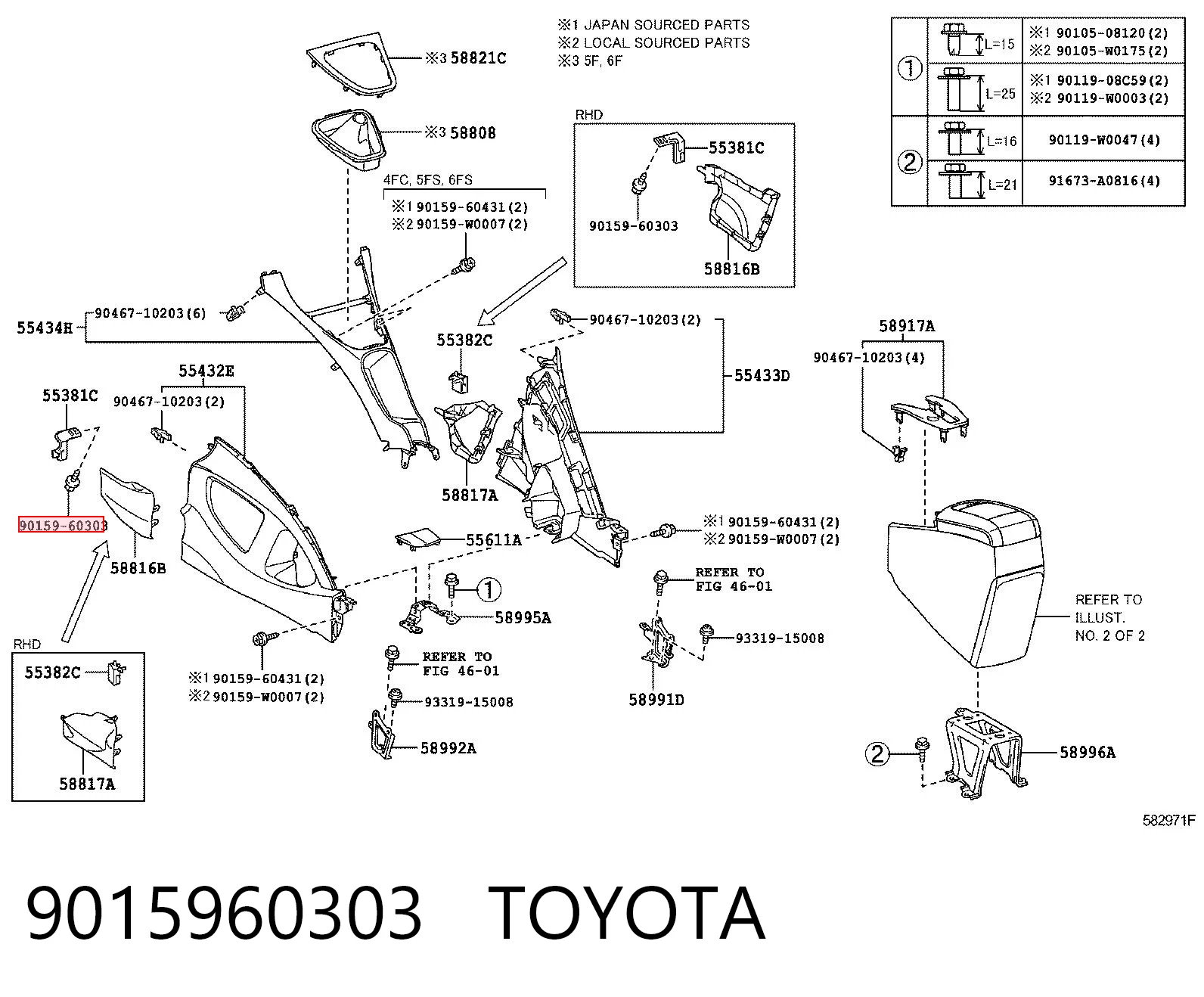 9015960303 Toyota Clip de fijación del guardabarros delantero