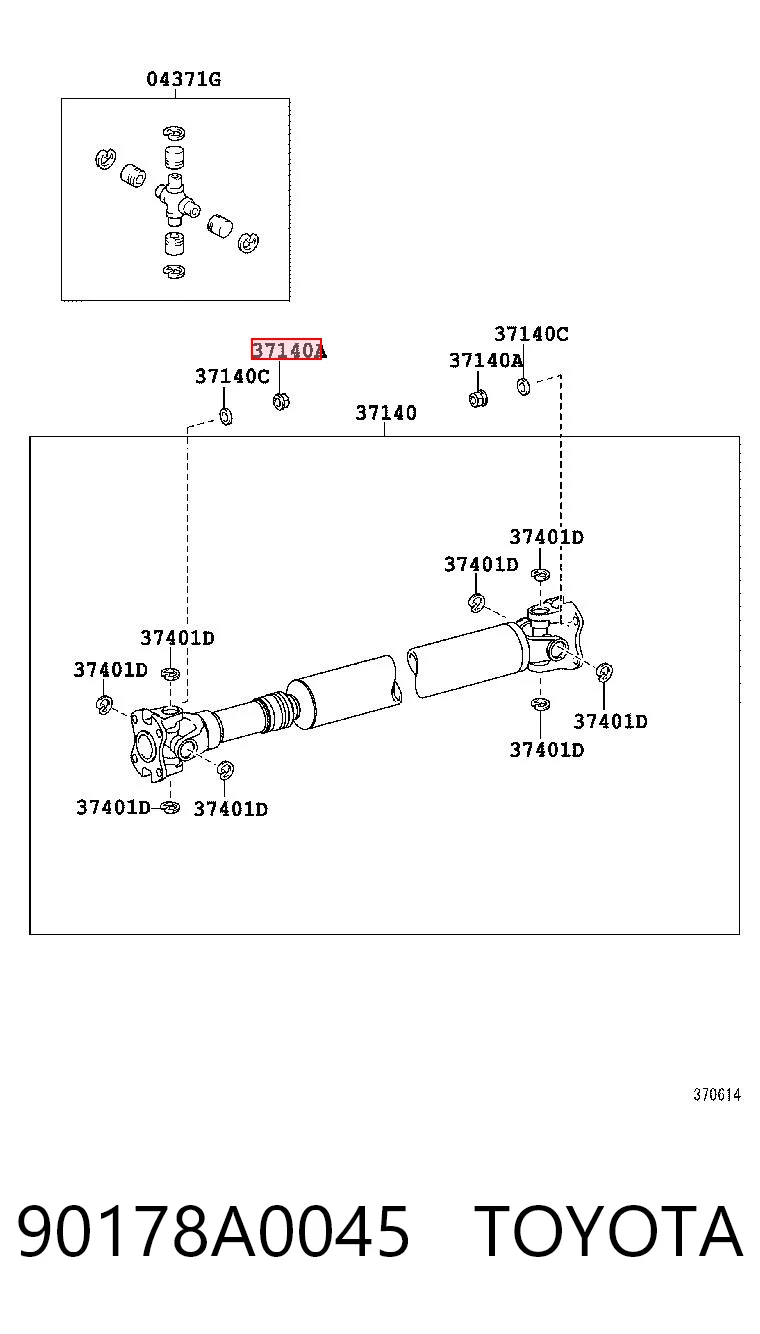 Tuerca del perno del eje de transmisión 90178A0045 TOYOTA