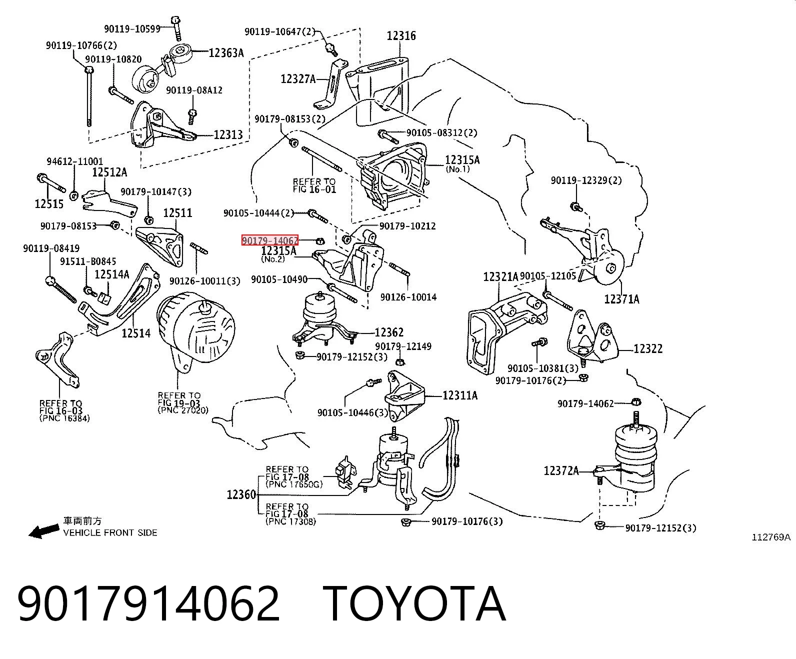 9017914062 Toyota Tuerca de fijación del amortiguador