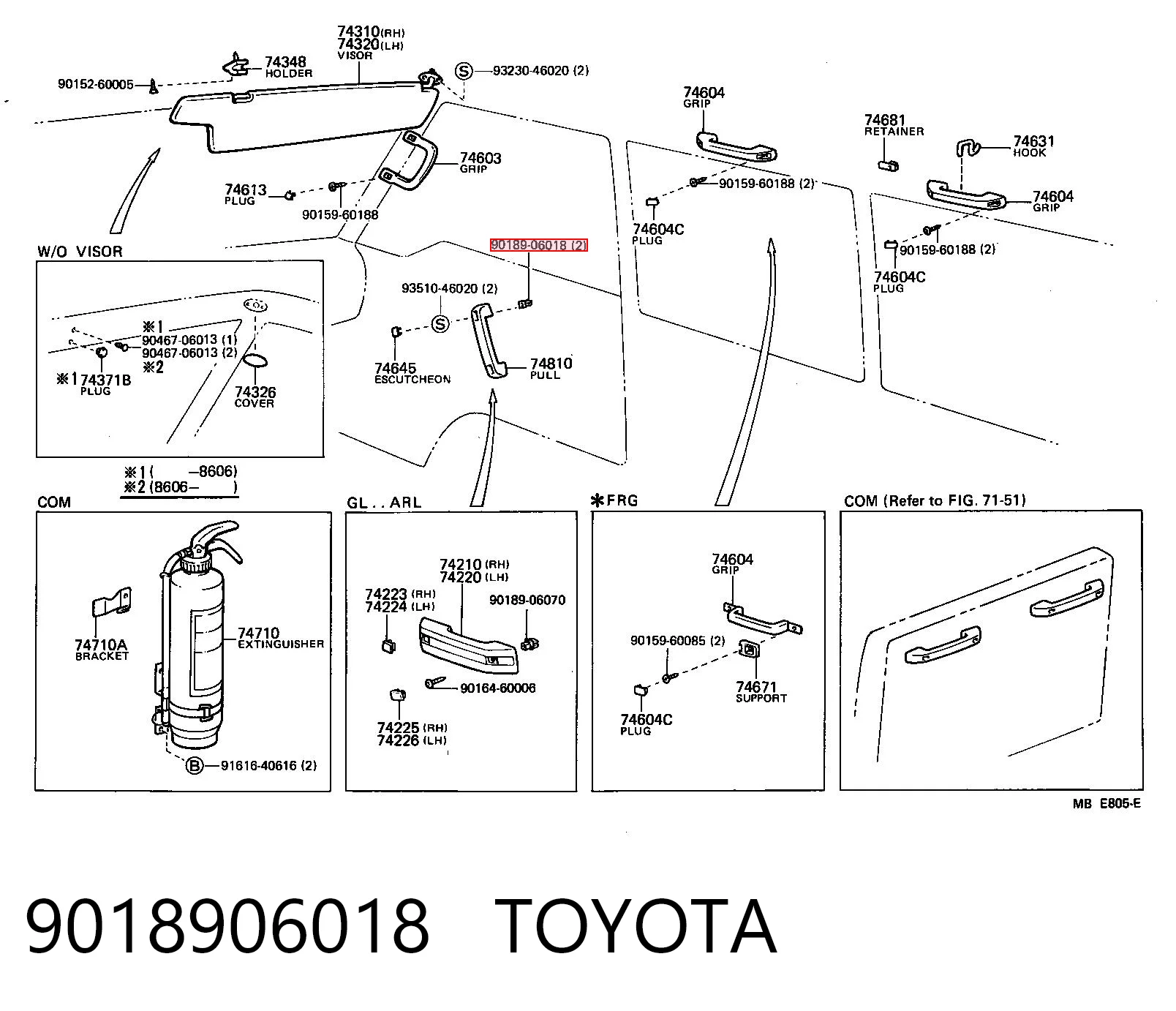 9018906018 Toyota Clip de fijación del guardabarros delantero