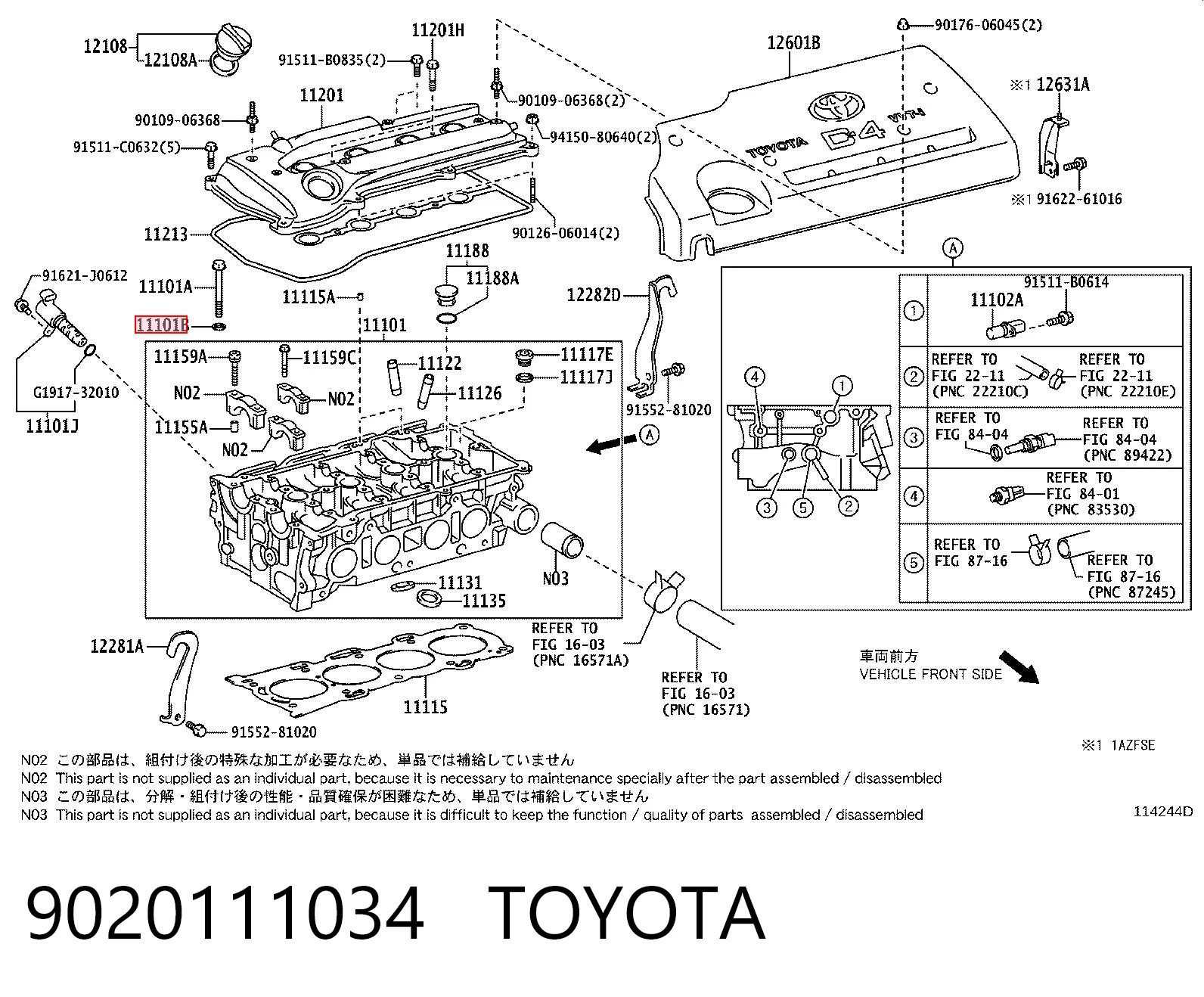 9020111034 Toyota Arandela de tornillo de culata