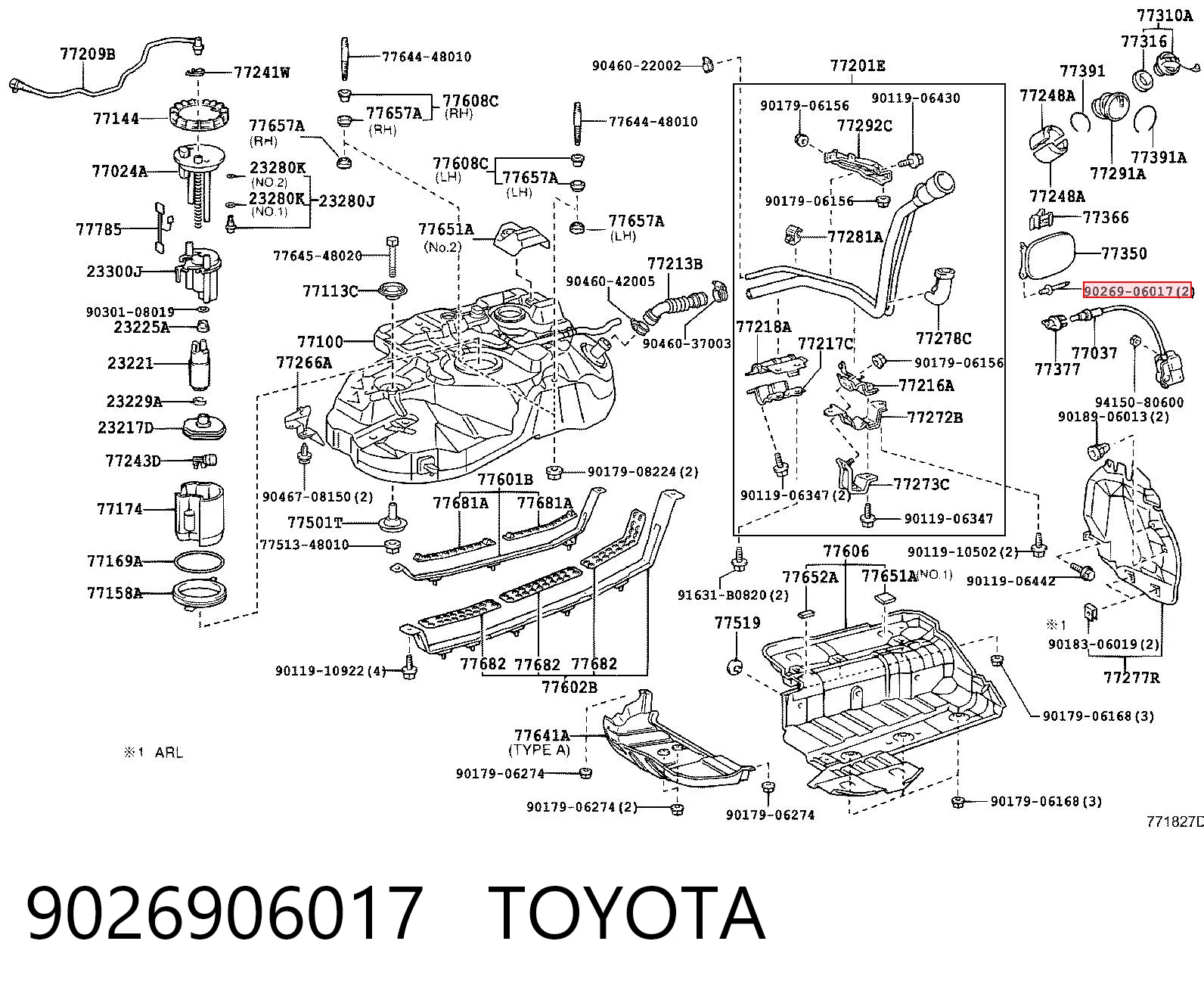 9026906017 Toyota Clip de fijación del guardabarros delantero