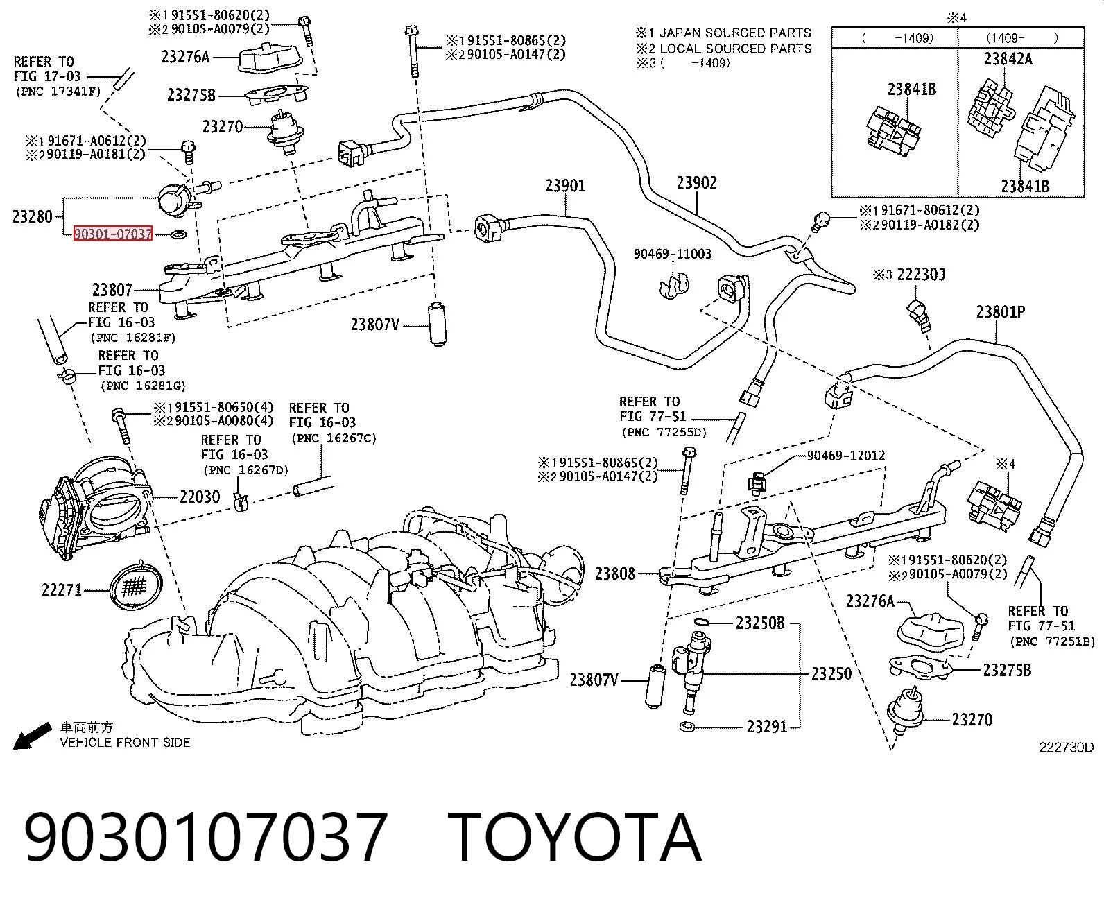 9030107037 Toyota Arandela de asiento del inyector
