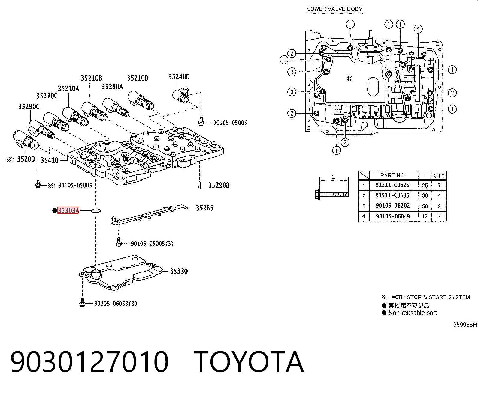 9030127010 Toyota Anillo de sellado del filtro de transmisión automática