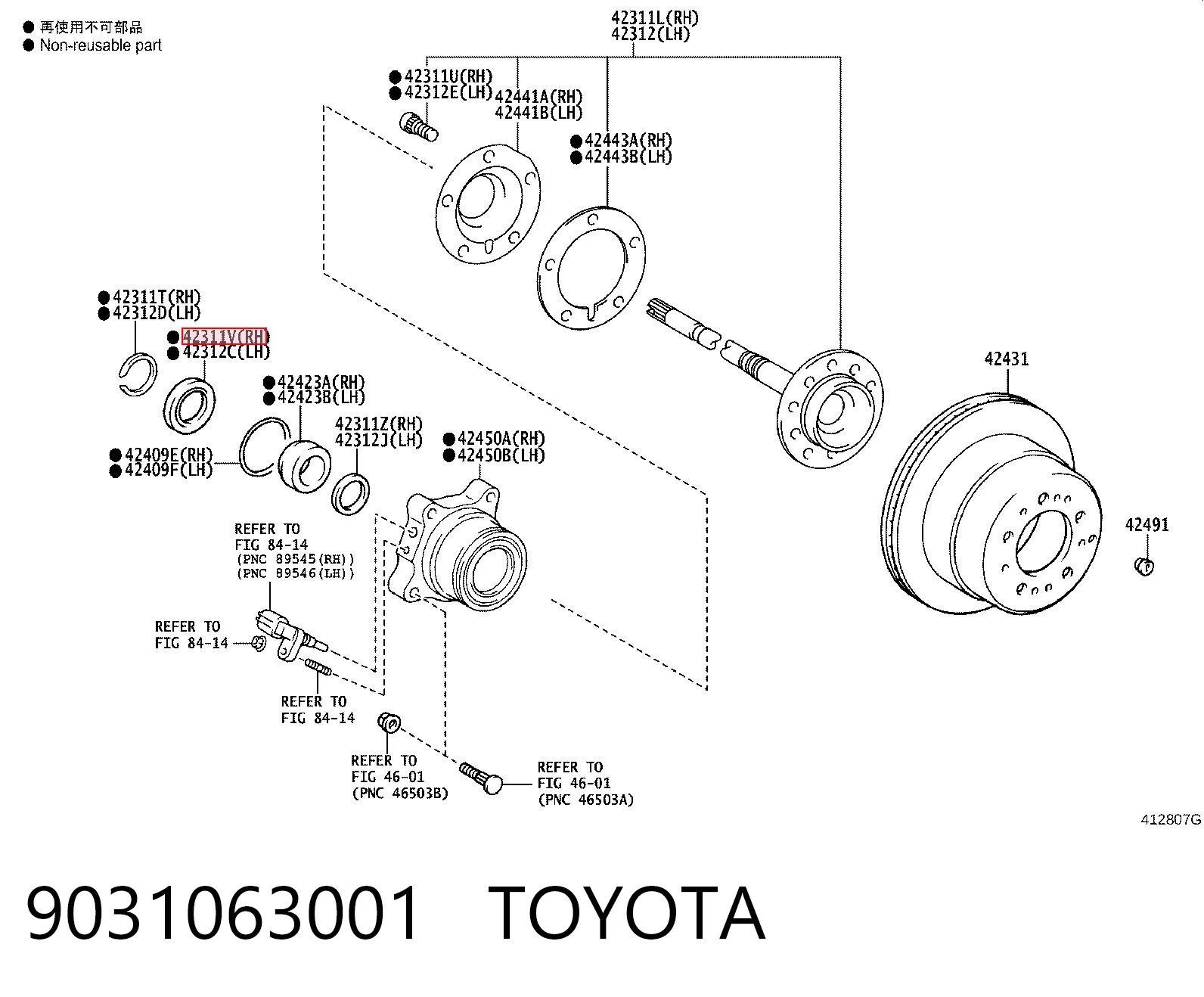 9031063001 Toyota Retén del semieje trasero