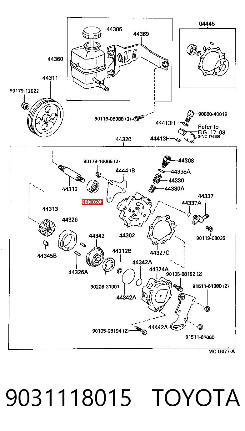 9031118015 Toyota Retén de bomba de dirección asistida