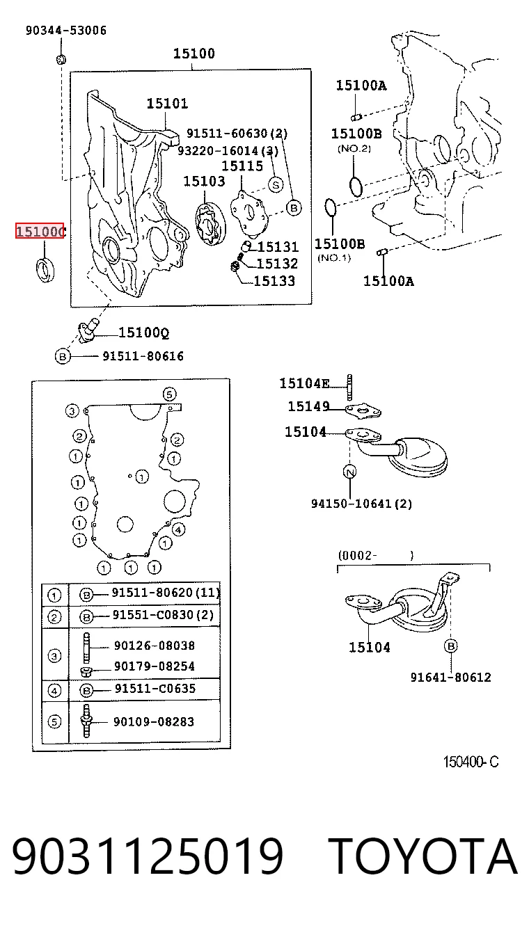 Retén delantero del cigüeñal 9031125019 TOYOTA
