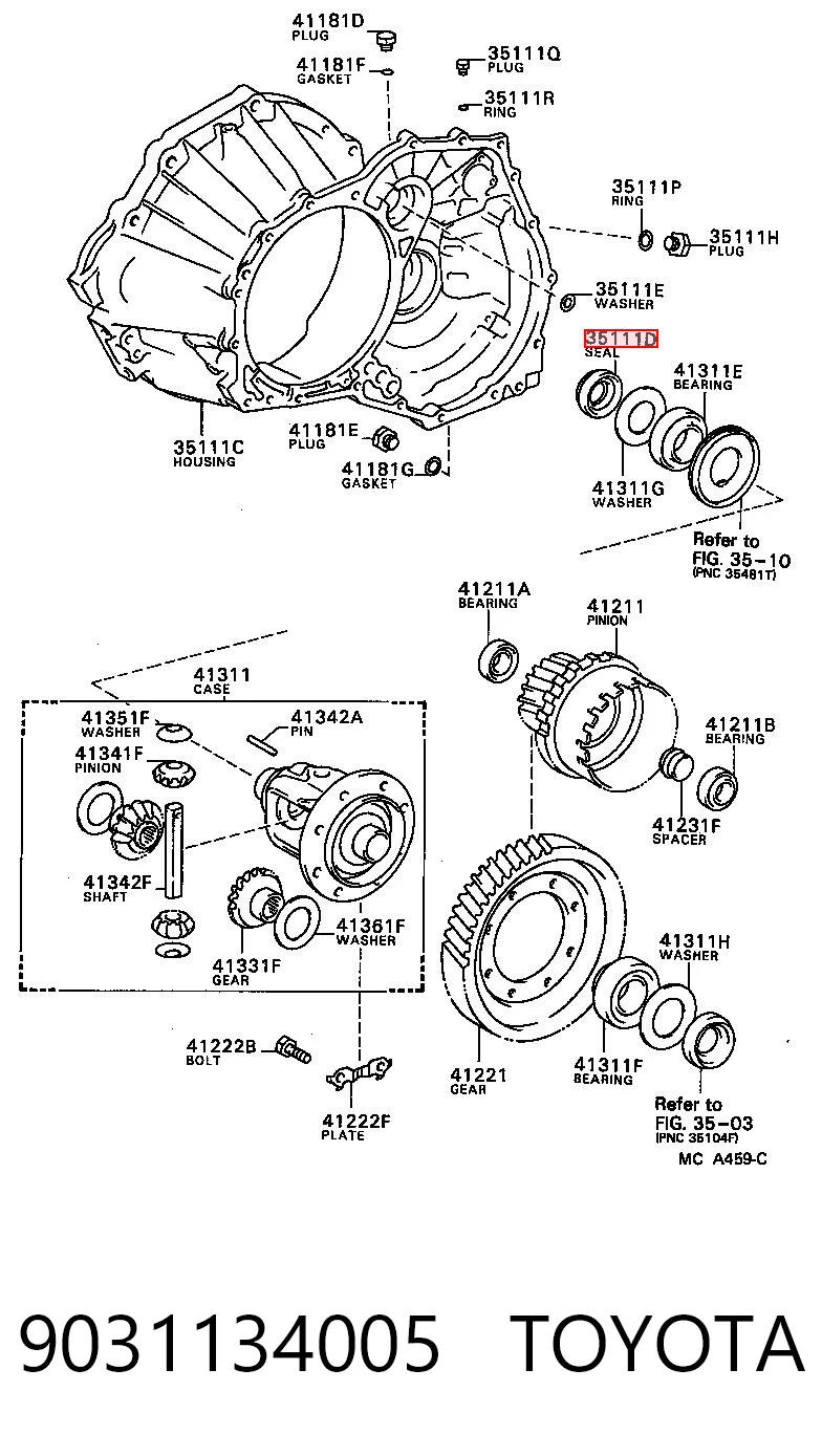 Retén del semieje delantero derecho 9031134005 TOYOTA