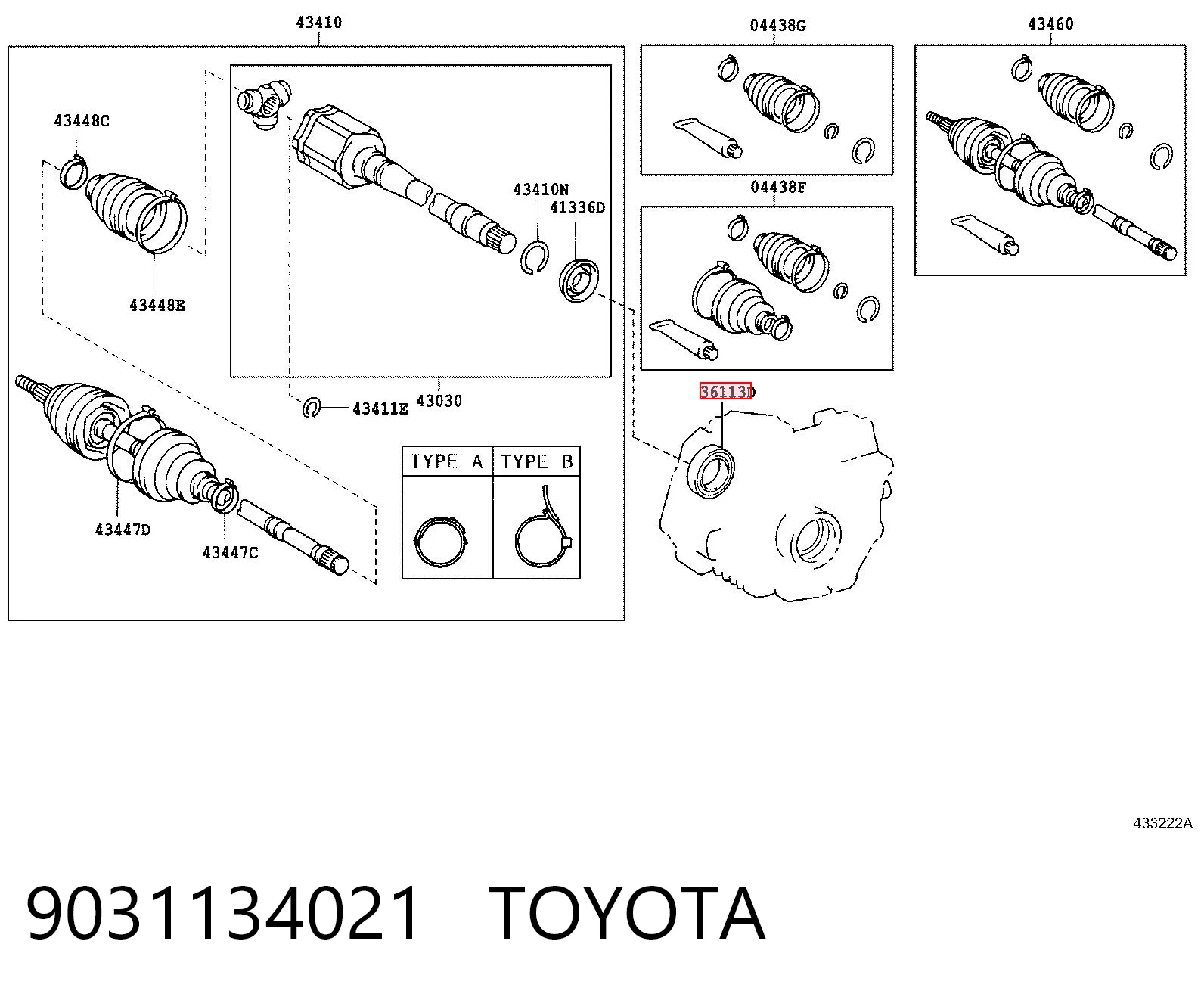 9031134021 Toyota Retén de salida delantero de la caja de transferencia
