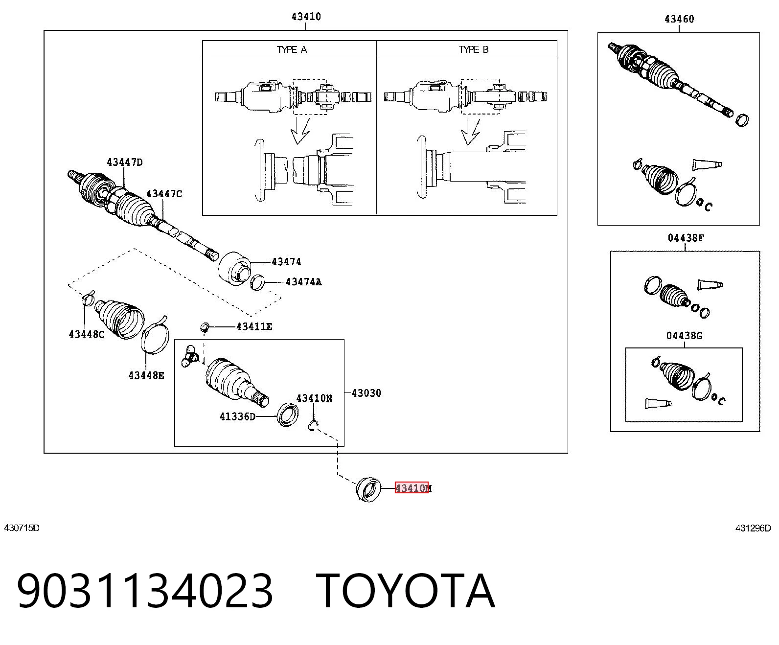 9031134023 Toyota Retén del semieje delantero derecho