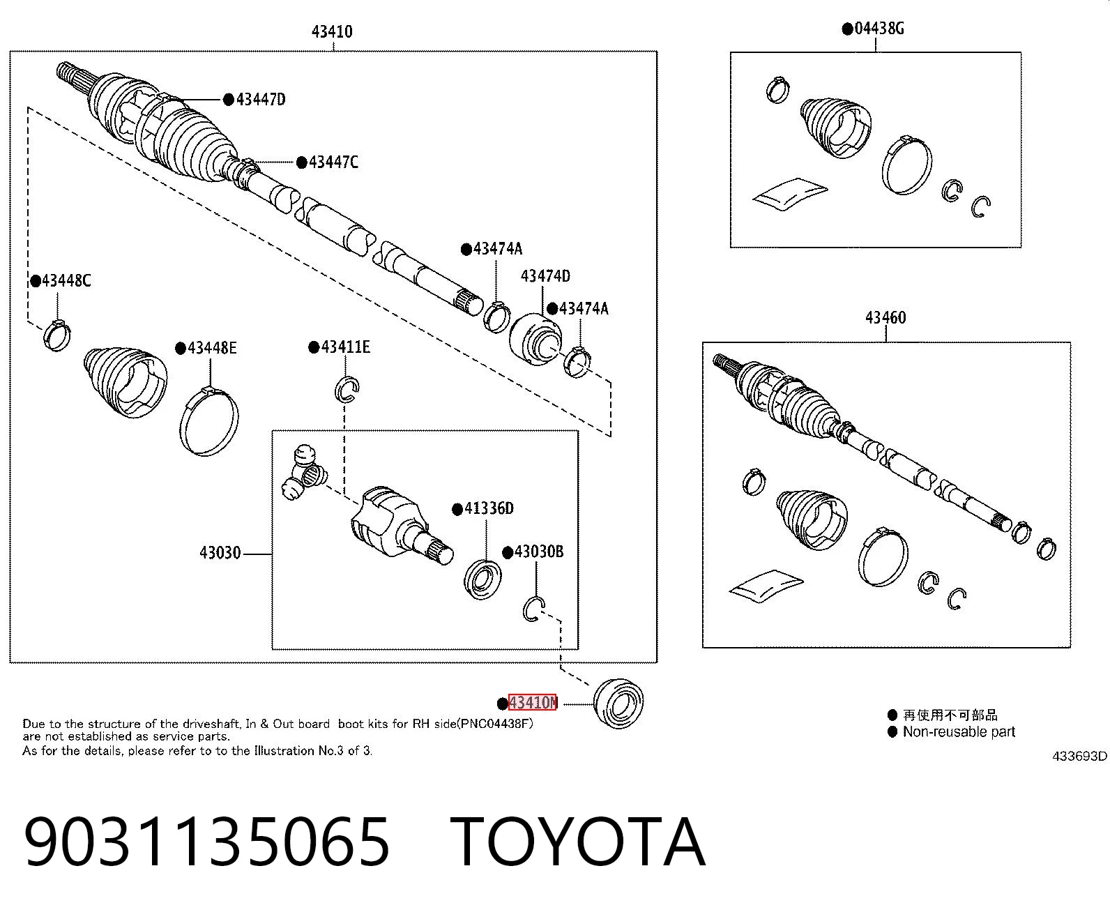 9031135065 Toyota Retén del semieje delantero