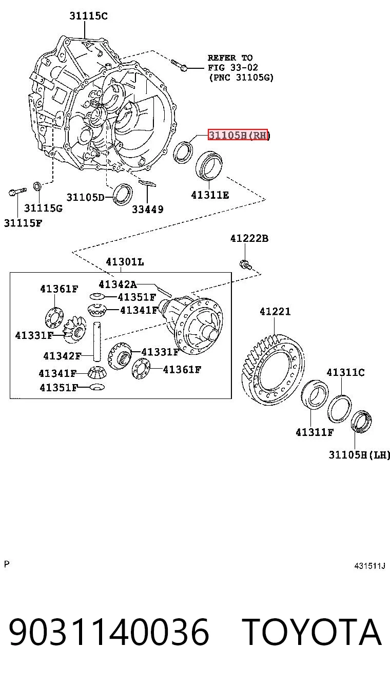 9031140036 Toyota Retén del semieje delantero derecho