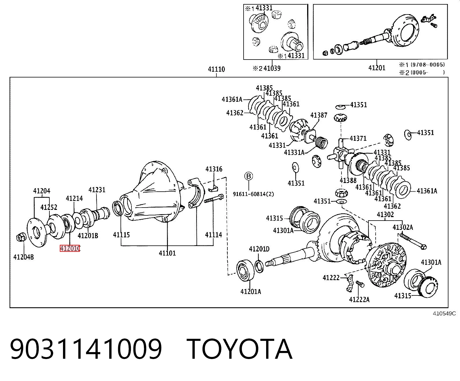 9031141009 Toyota Retén del piñón del diferencial delantero