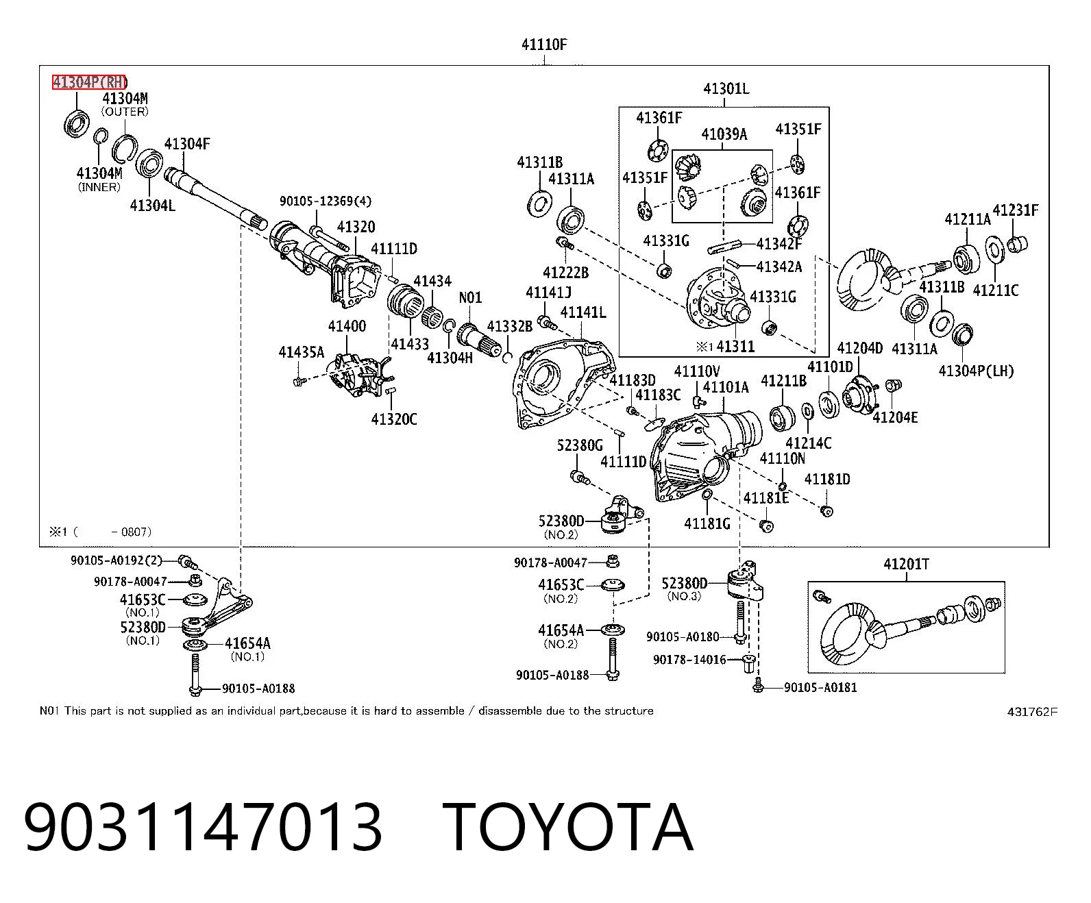 9031147013 Toyota Retén del semieje delantero