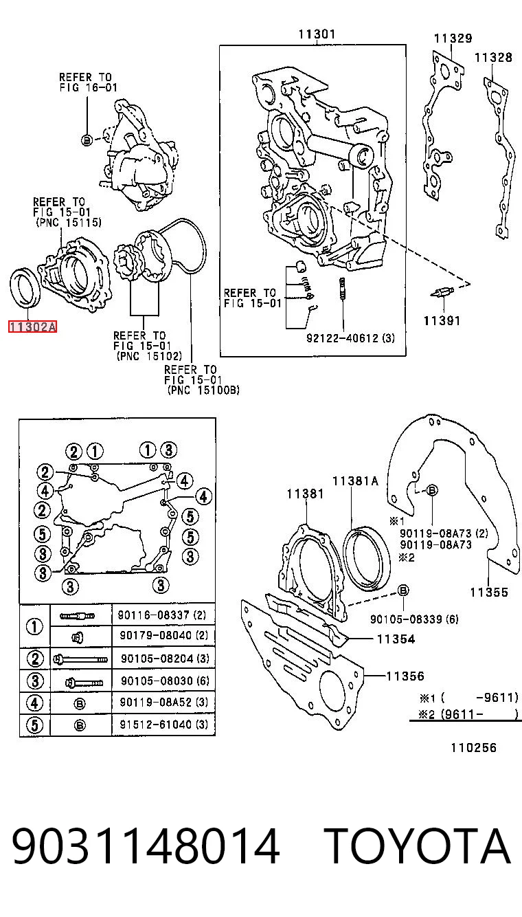 9031148014 Toyota Retén del cigüeñal frontal
