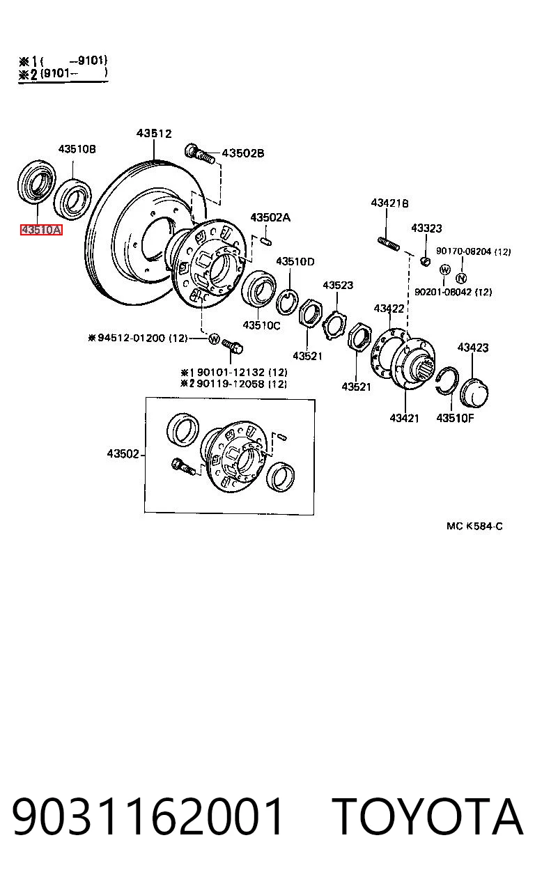 9031162001 Toyota Retén exterior del cubo de rueda delantero