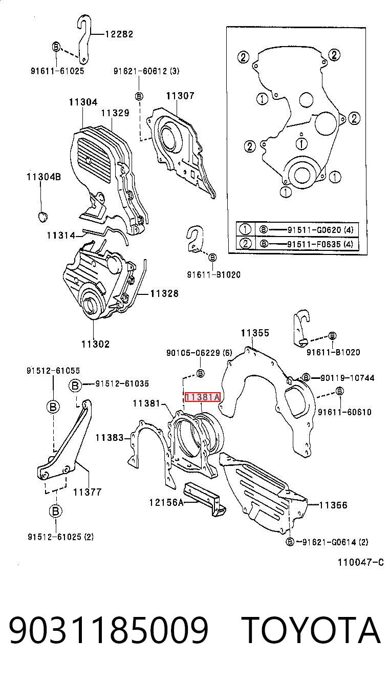 9031185009 Toyota Anillo retén cigüeñal