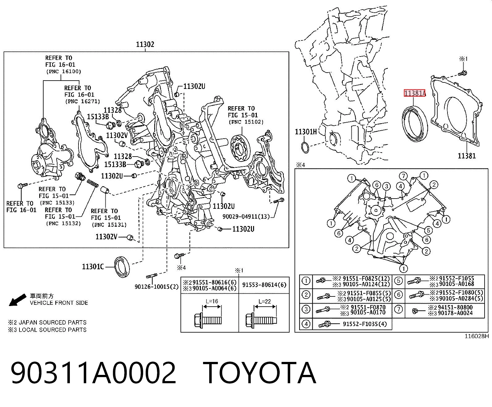 90311A0002 Toyota Anillo retén cigüeñal