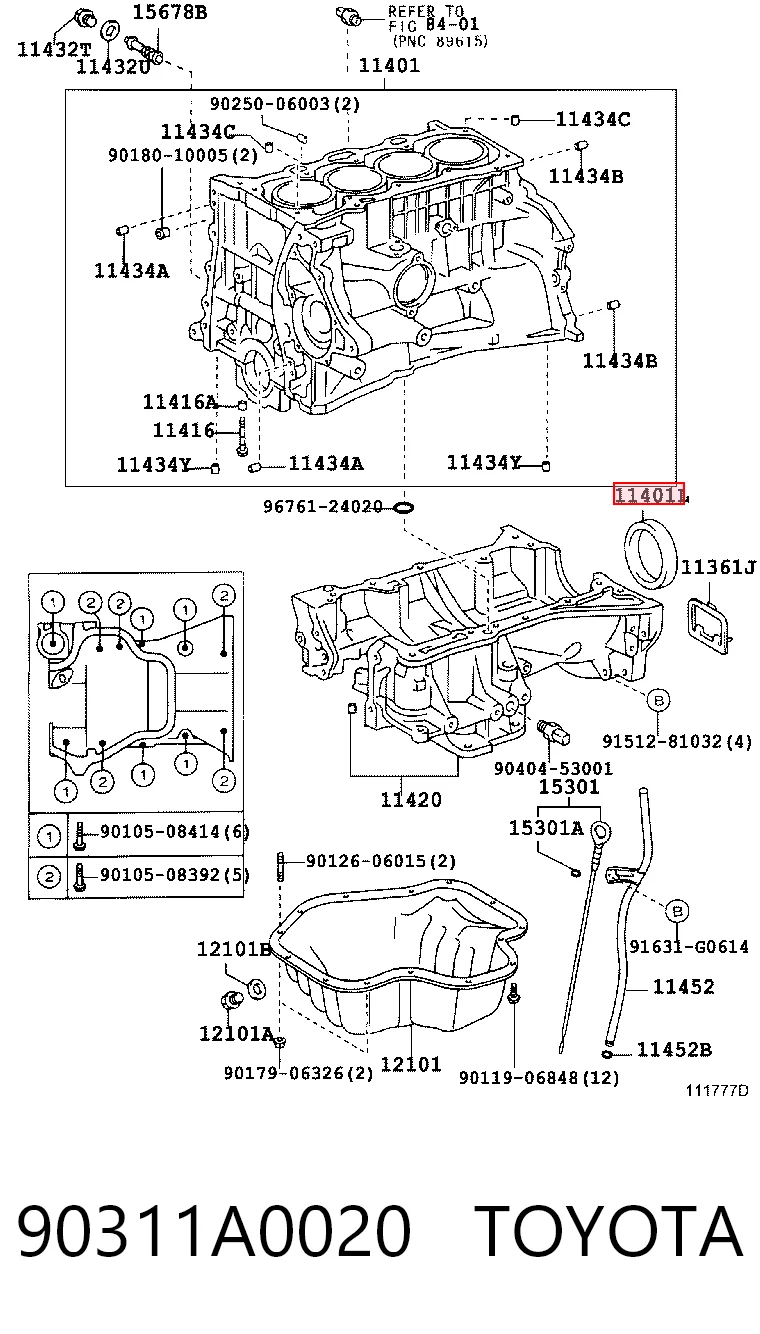 90311A0020 Toyota Anillo retén cigüeñal