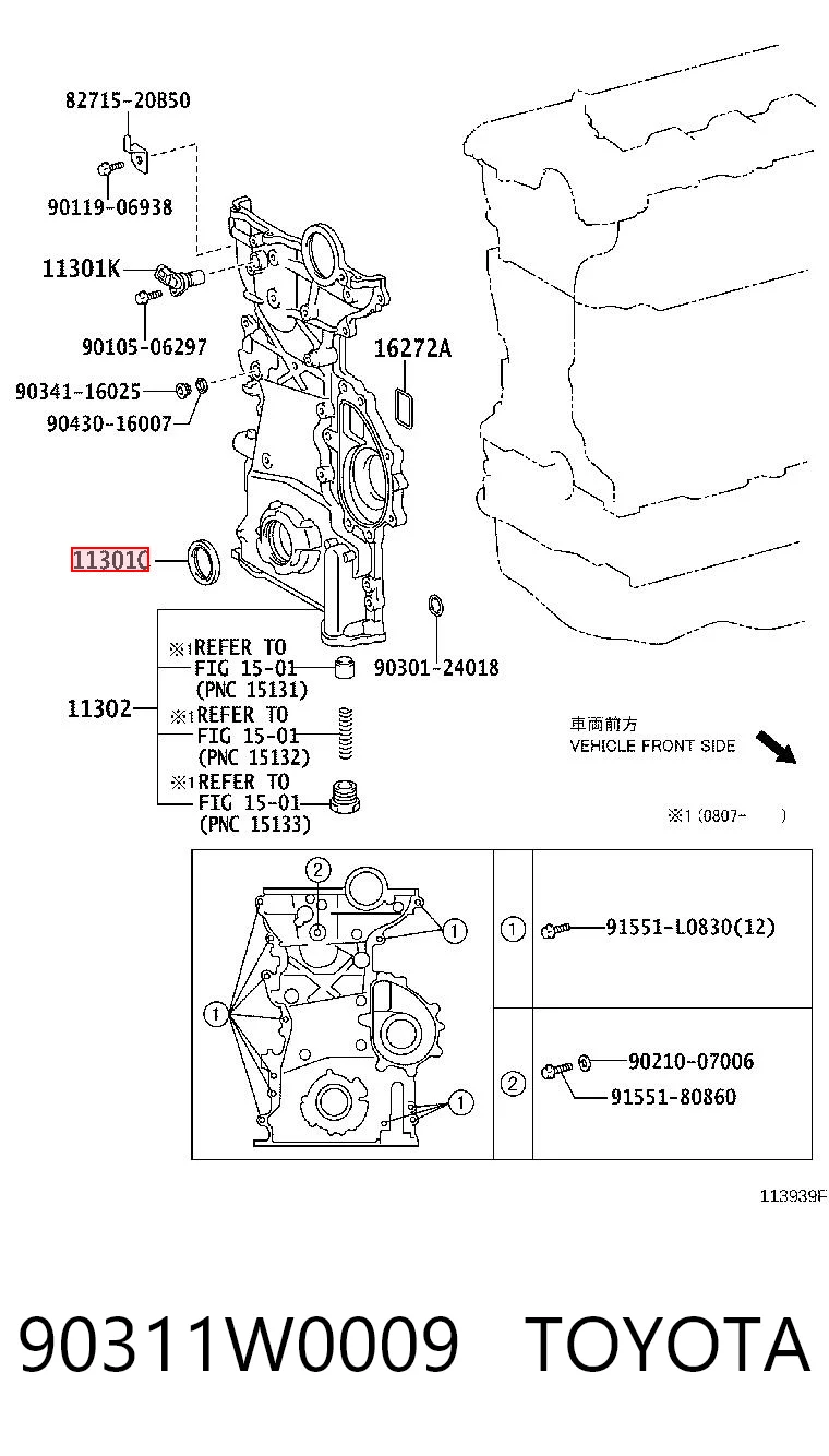 Retén del cigüeñal frontal para Toyota RAV4 IV A4
