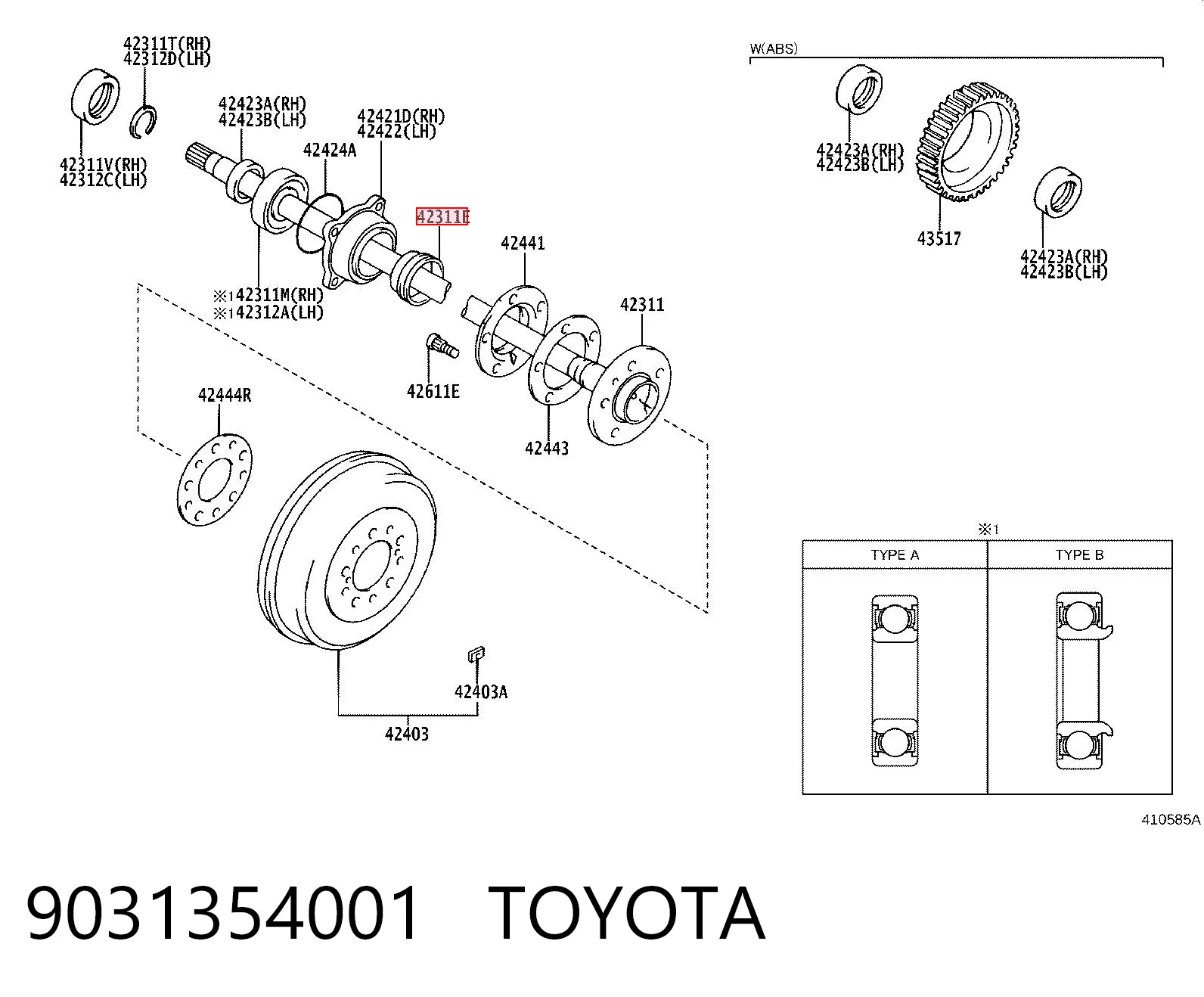 9031354001 Toyota Retén de cubo trasero