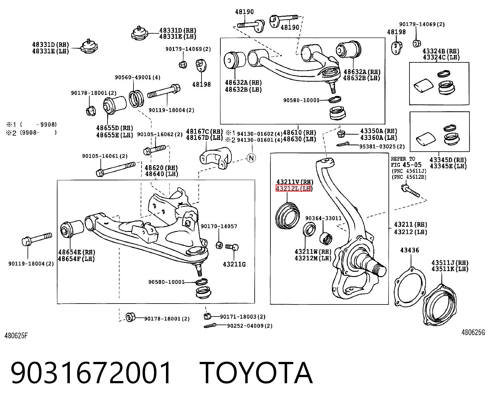 9031672001 Toyota Retén de cubo de rueda delantero