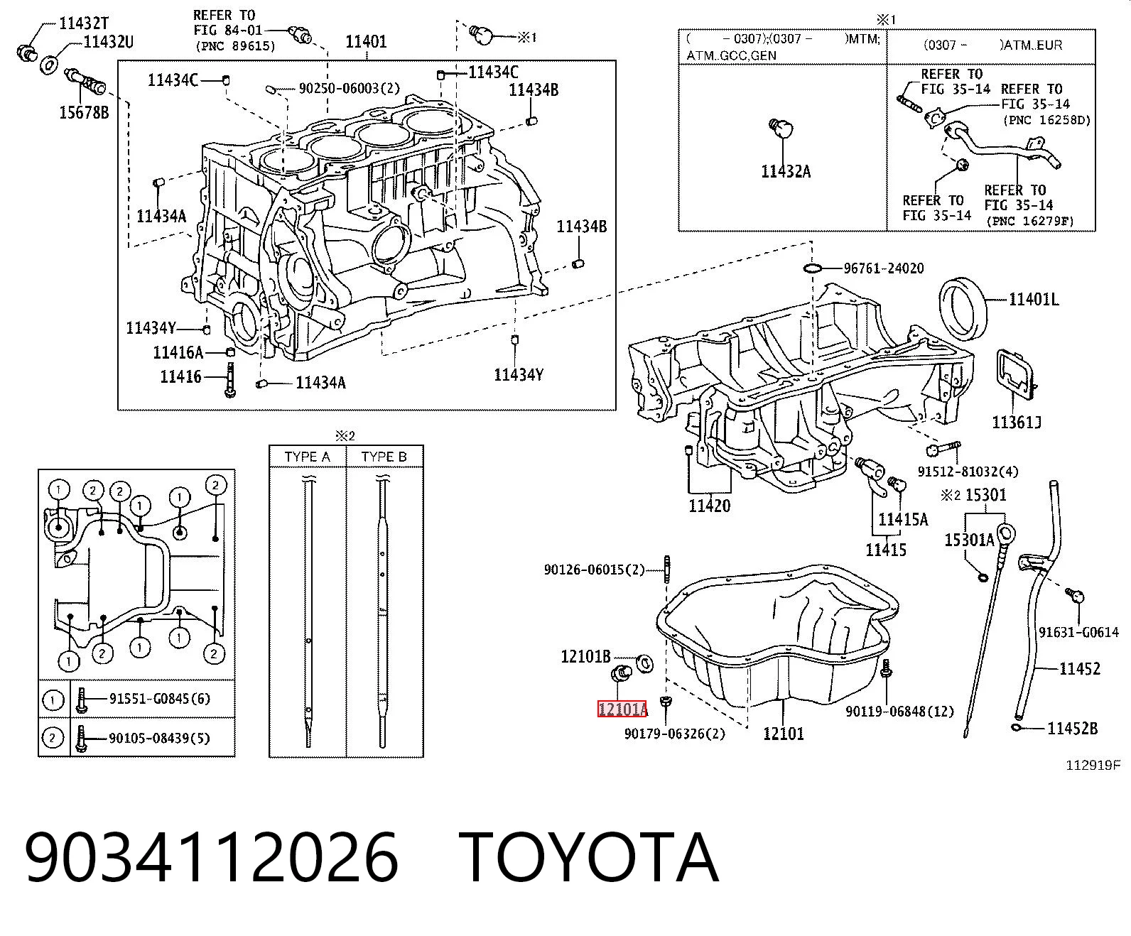 9034112026 Toyota Tapón del cárter de aceite