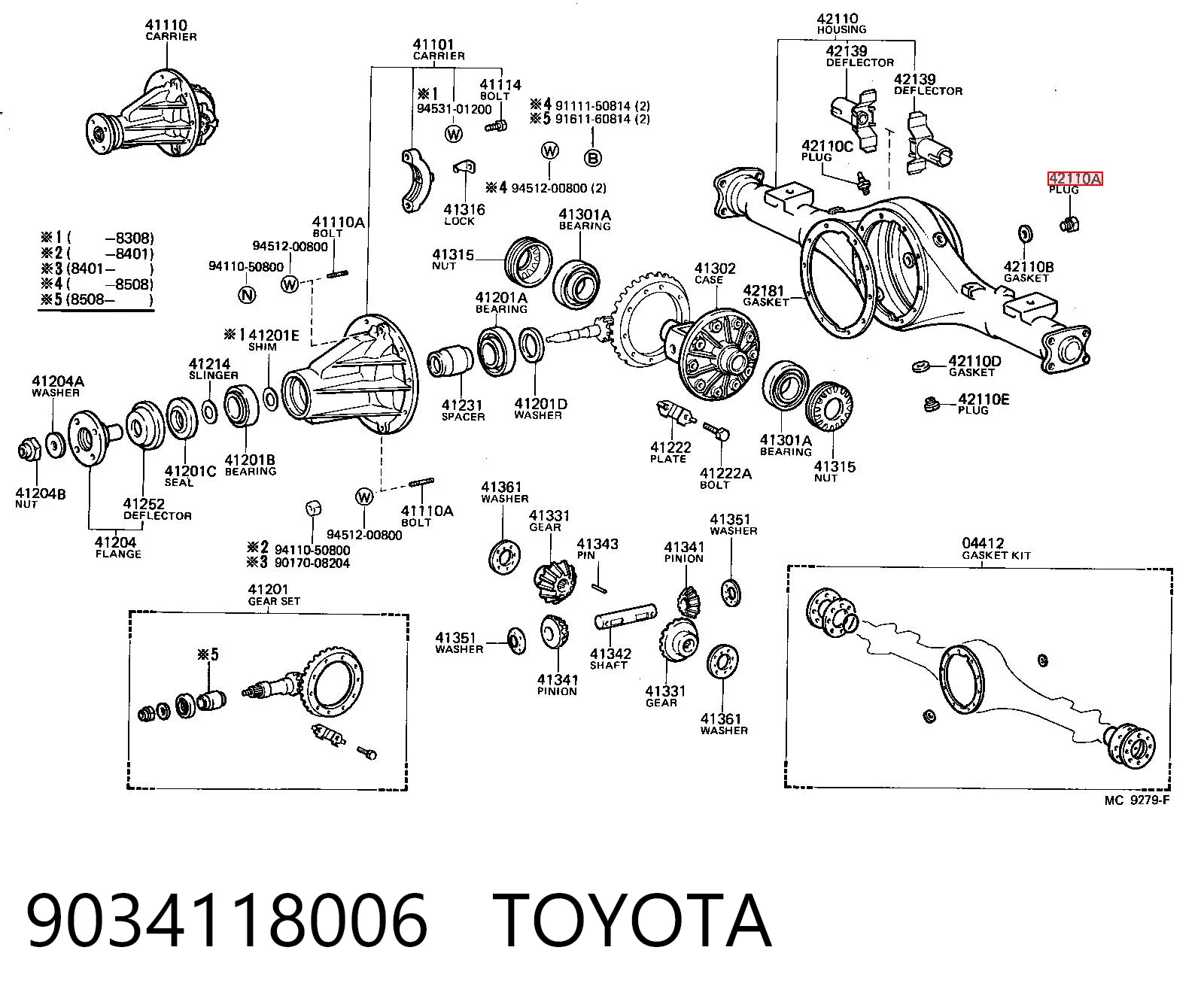 9034118006 Toyota Tapón de llenado del eje trasero/delantero