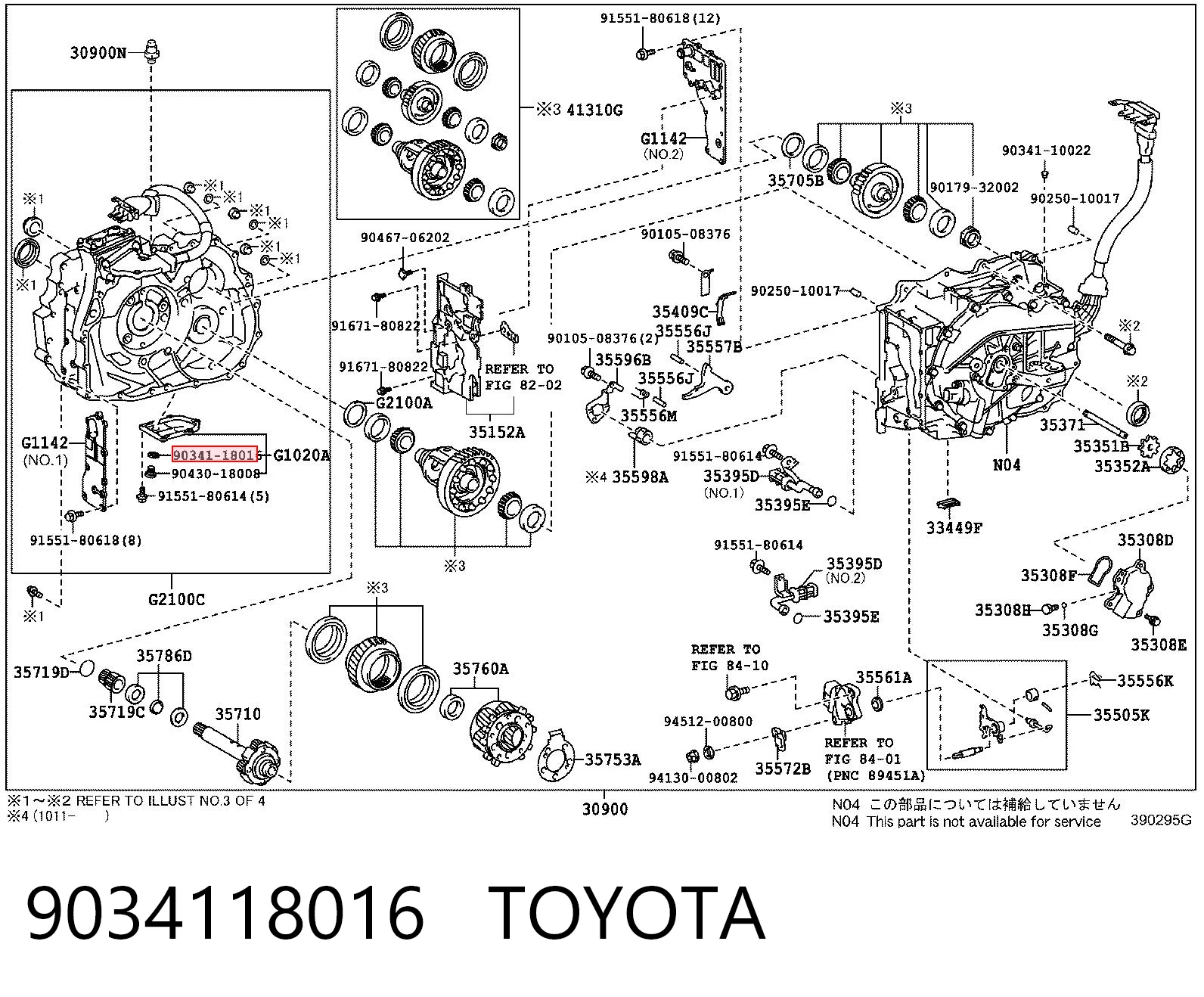 9034118016 Toyota Tapón del cárter de la transmisión automática