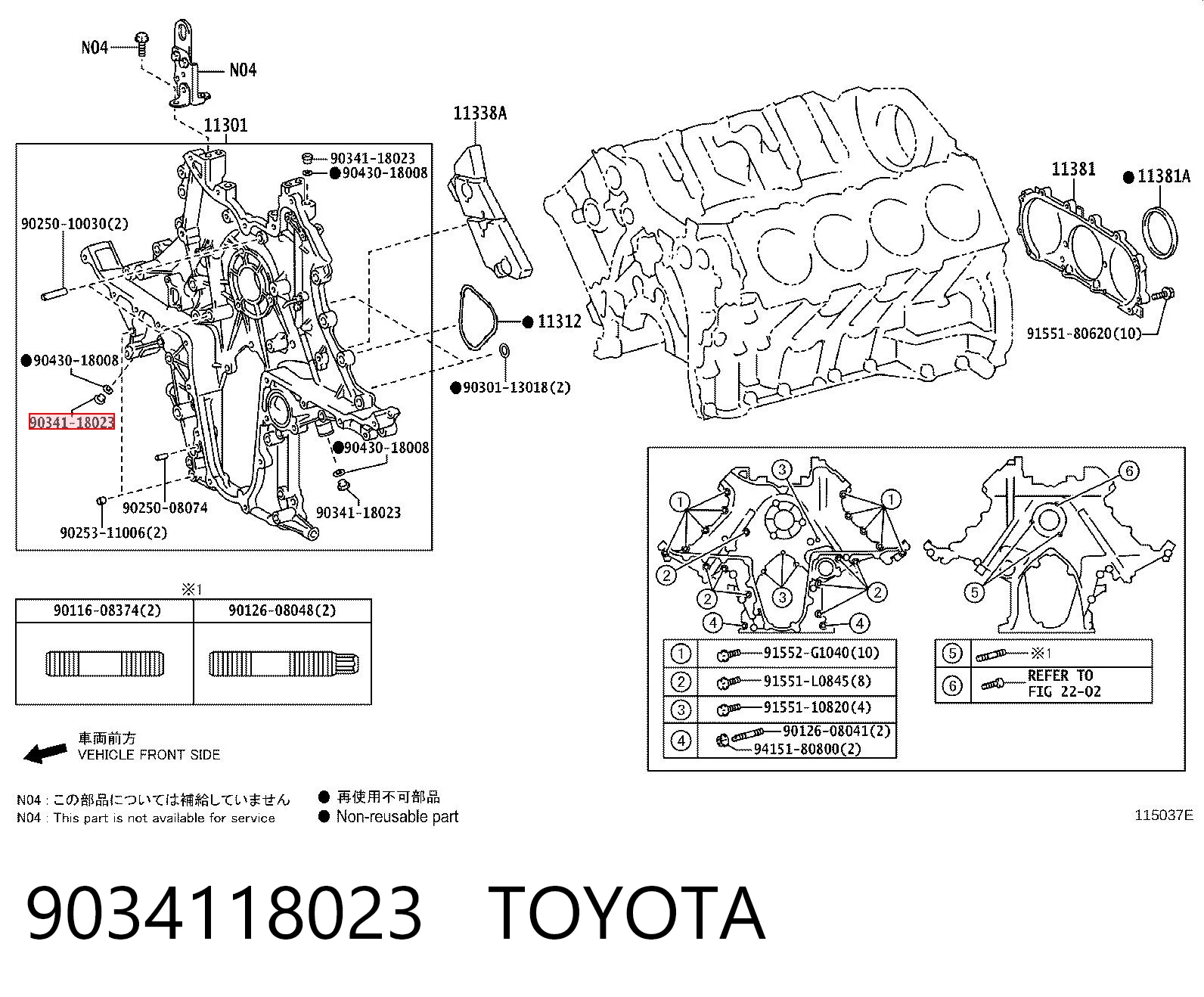 9034118023 Toyota Tapón de llenado del eje trasero/delantero