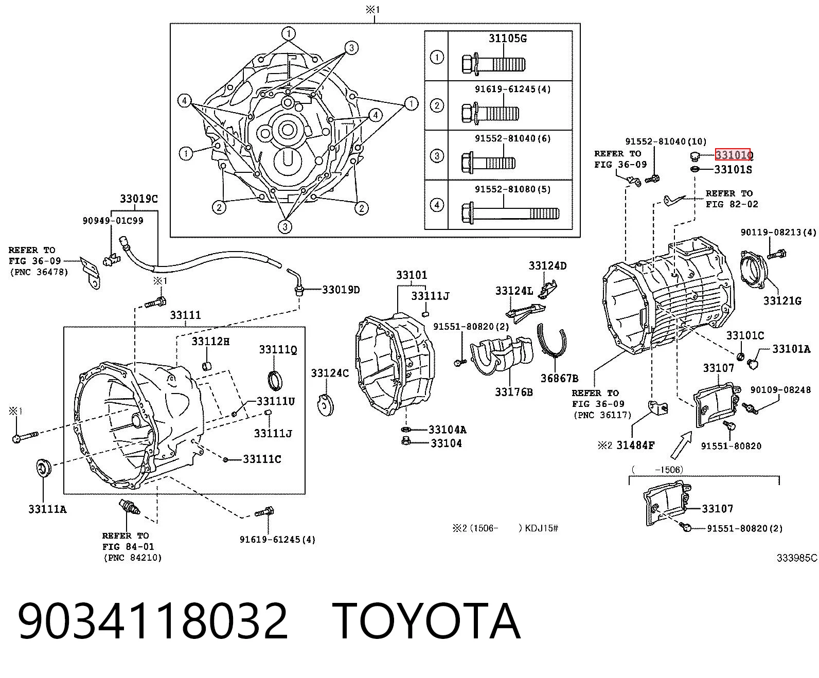 9034118032 Toyota Tapón de llenado del eje trasero/delantero