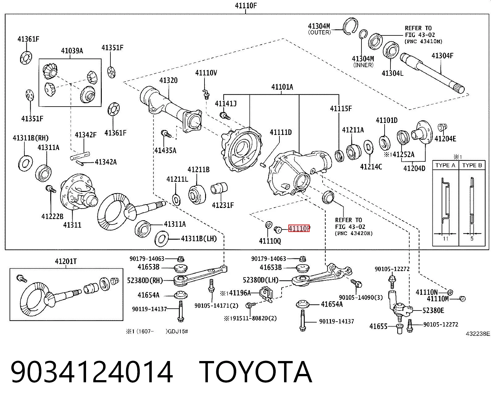 9034124014 Toyota Tapón de llenado del eje trasero/delantero