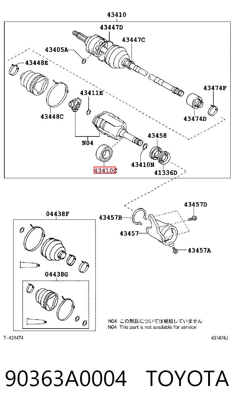 90363A0004 Toyota Cojinete del semieje delantero