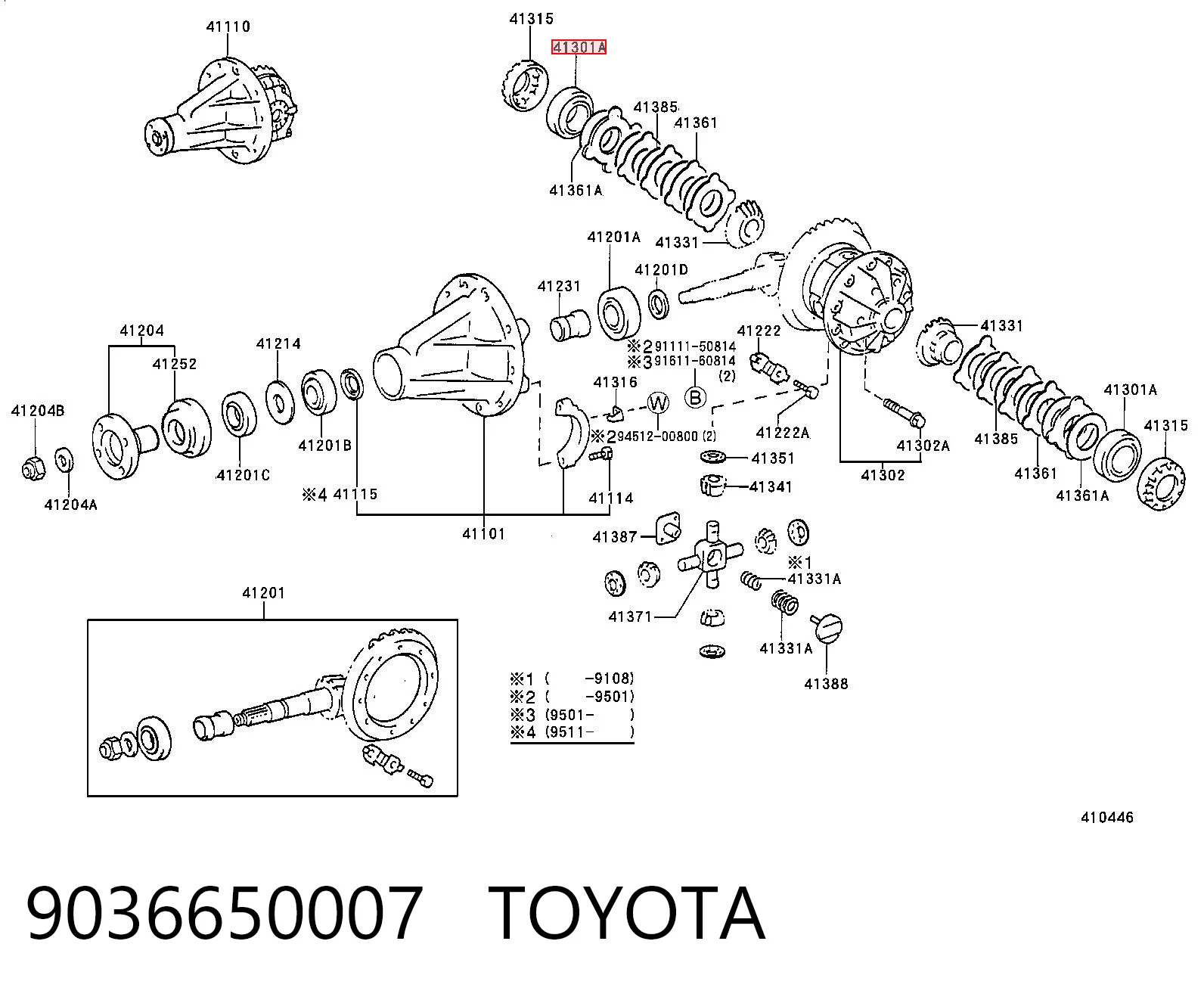 9036650007 Toyota Cojinete del diferencial del eje trasero