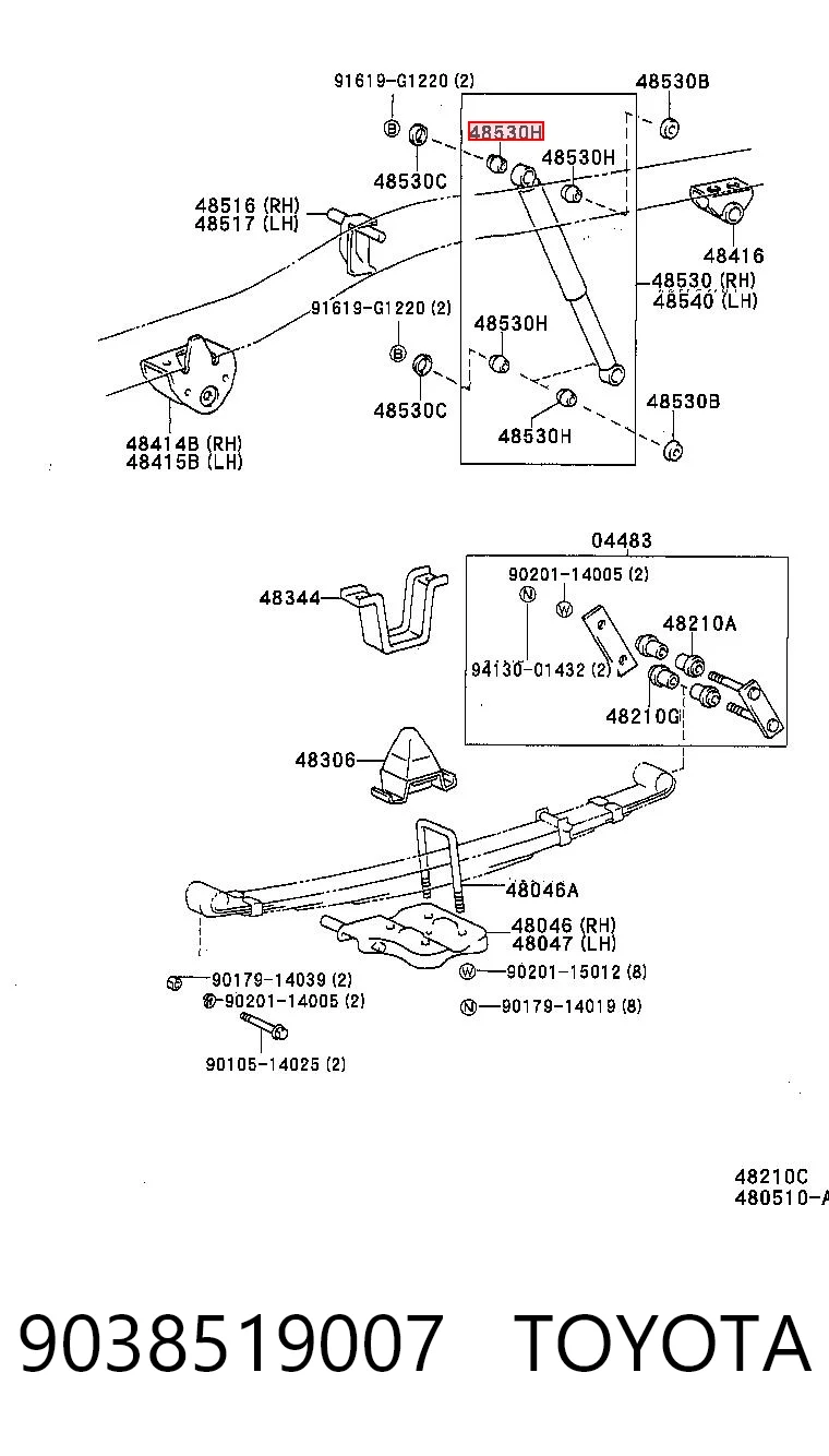 Silentblock del amortiguador trasero para Toyota Hilux  (KUN25)