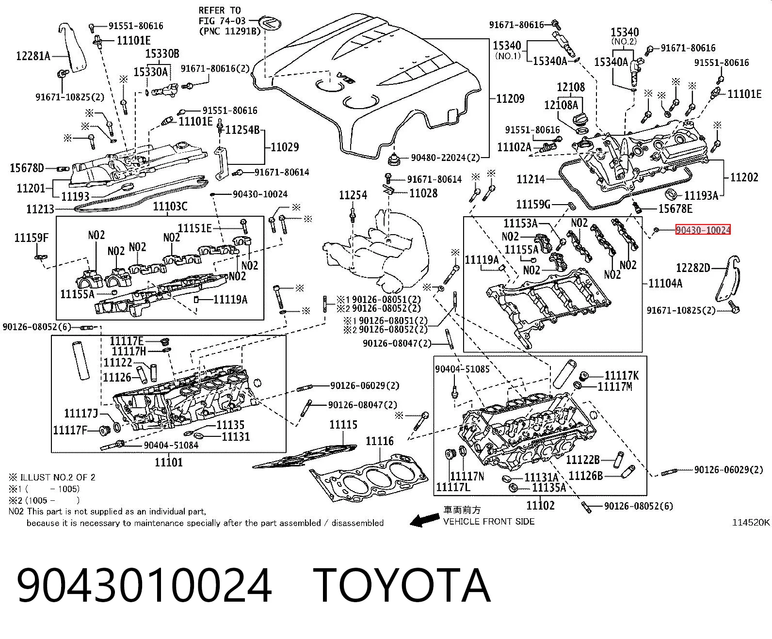 9043010024 Toyota Junta de tapa de balancines, anillo