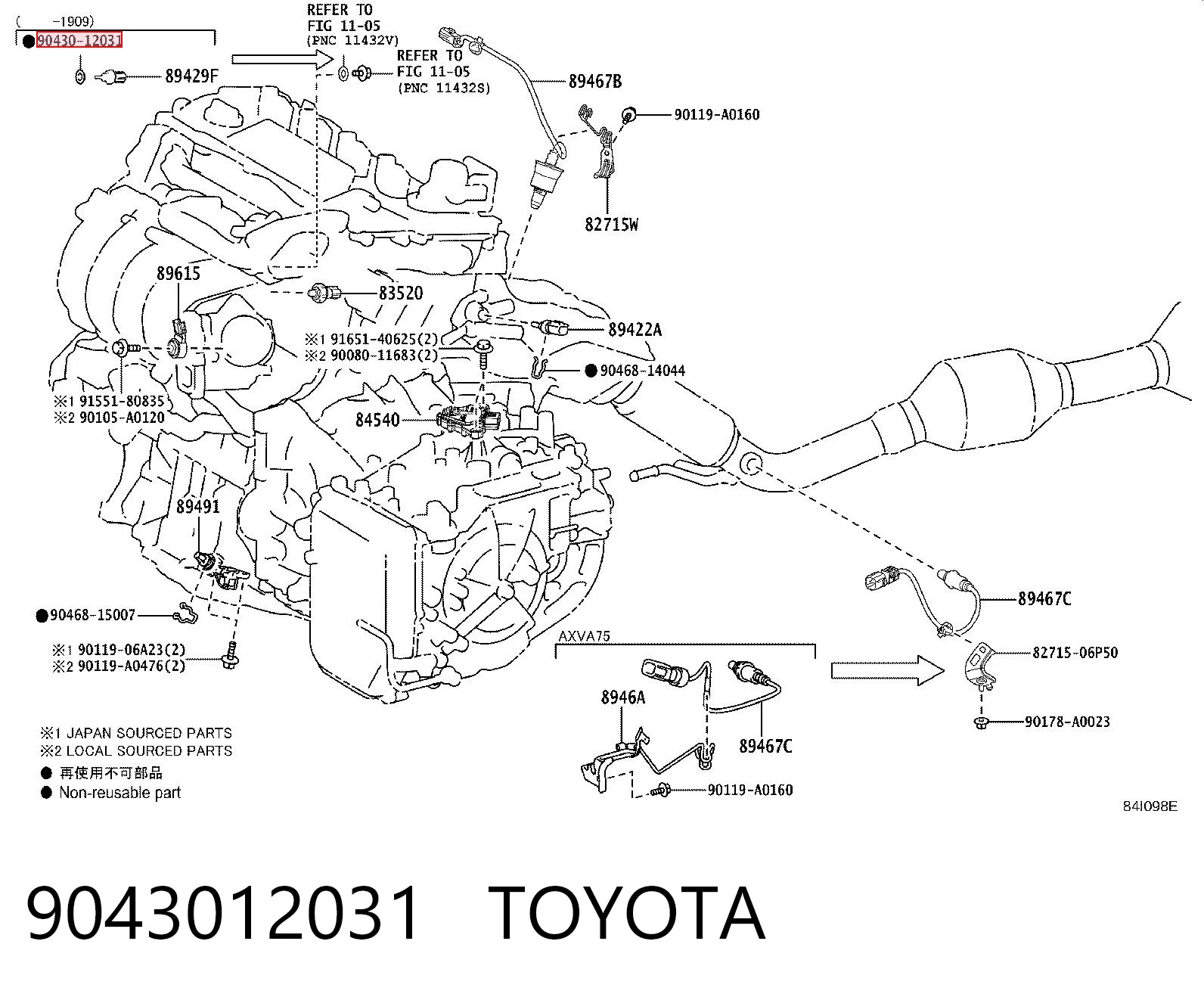 9043012031 Toyota Junta del tapón del cárter de aceite