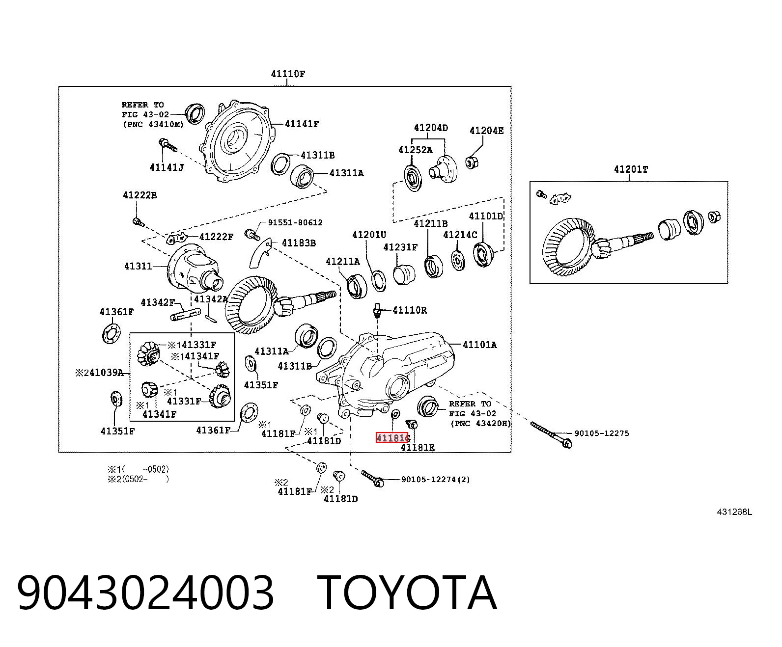 9043024003 Toyota Junta del tapón de drenaje del diferencial