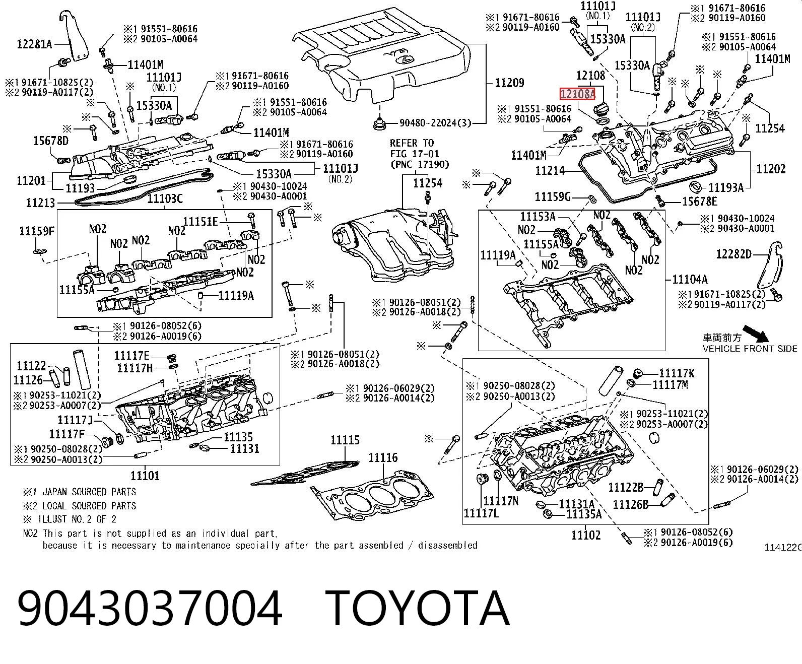 9043037004 Toyota Junta de tapa del tubo de llenado de aceite
