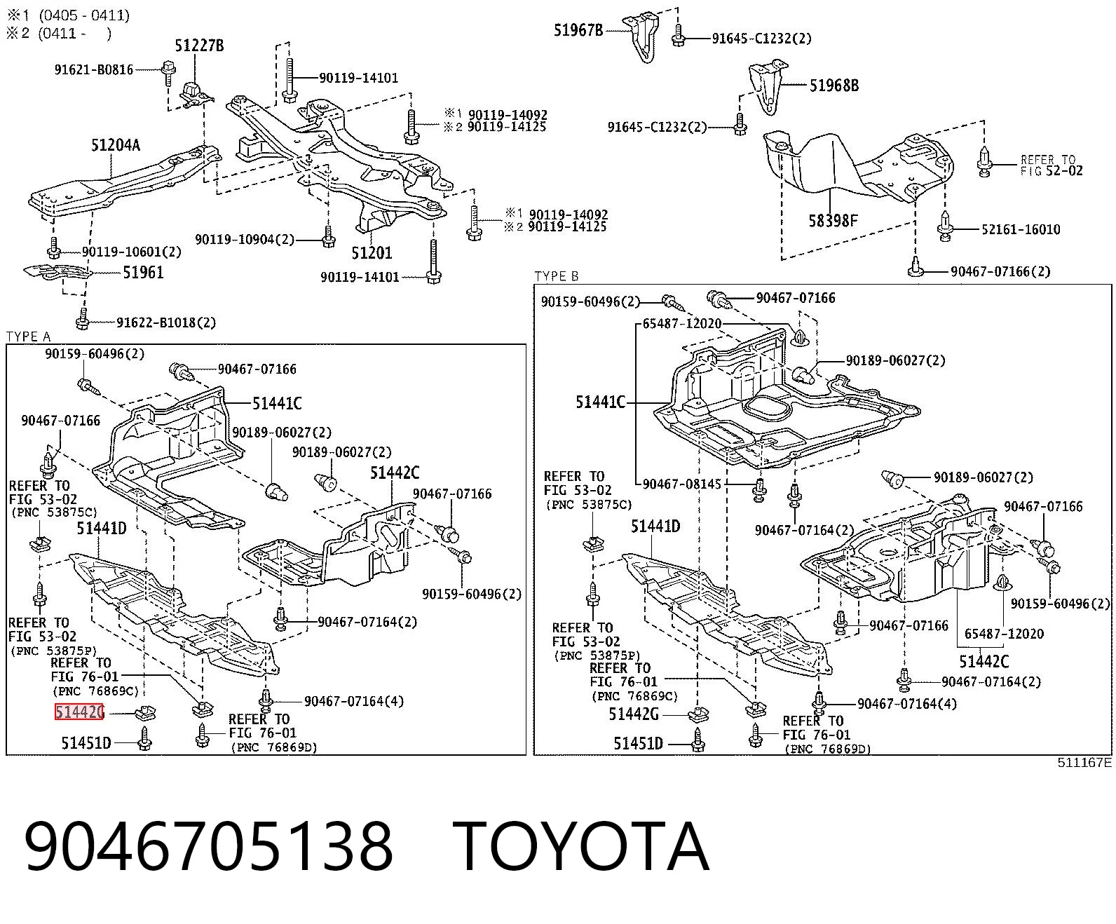 9046705138 Toyota Clips de montaje parachoques delantero