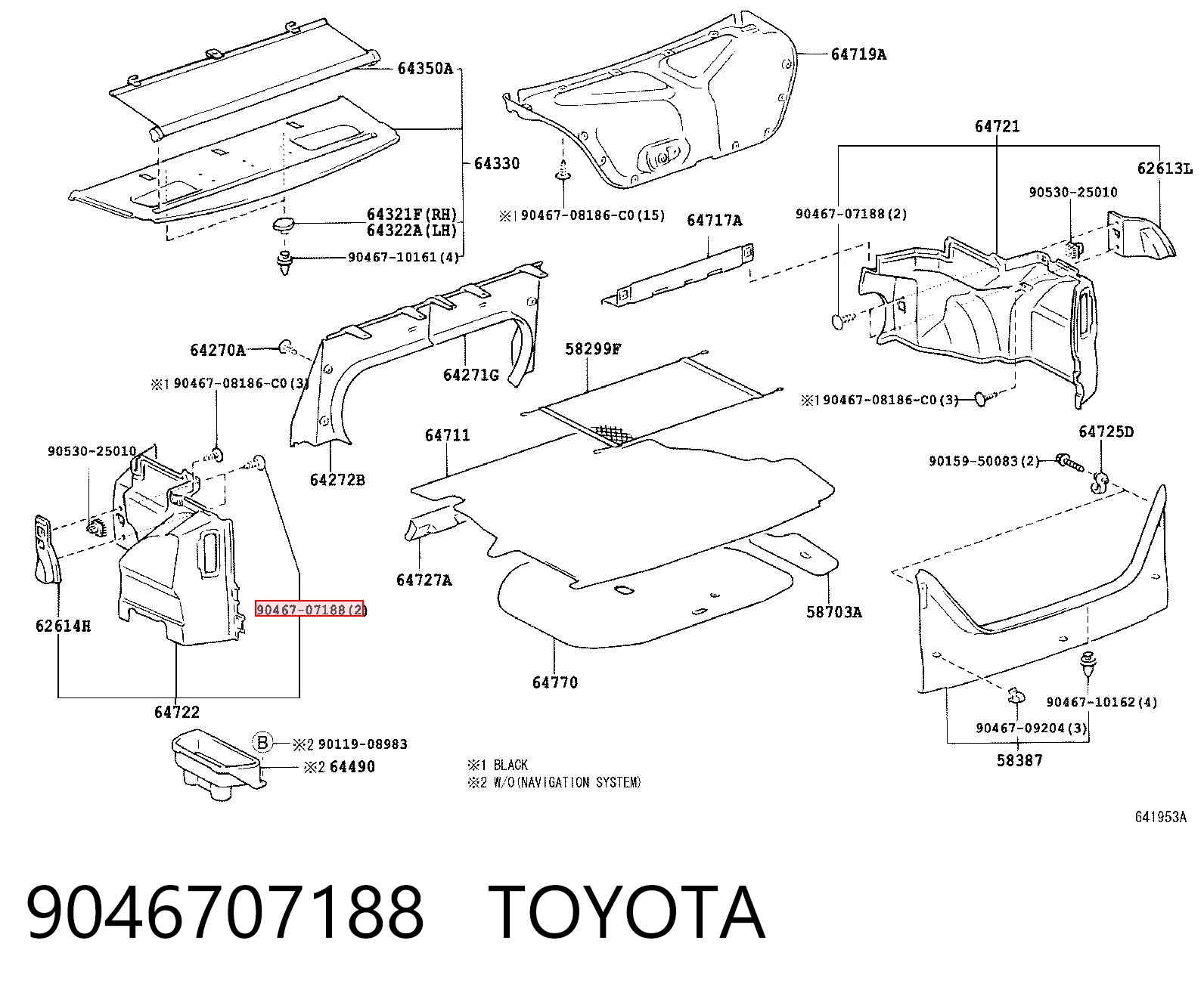 9046707188 Toyota Clip de fijación del guardabarros delantero