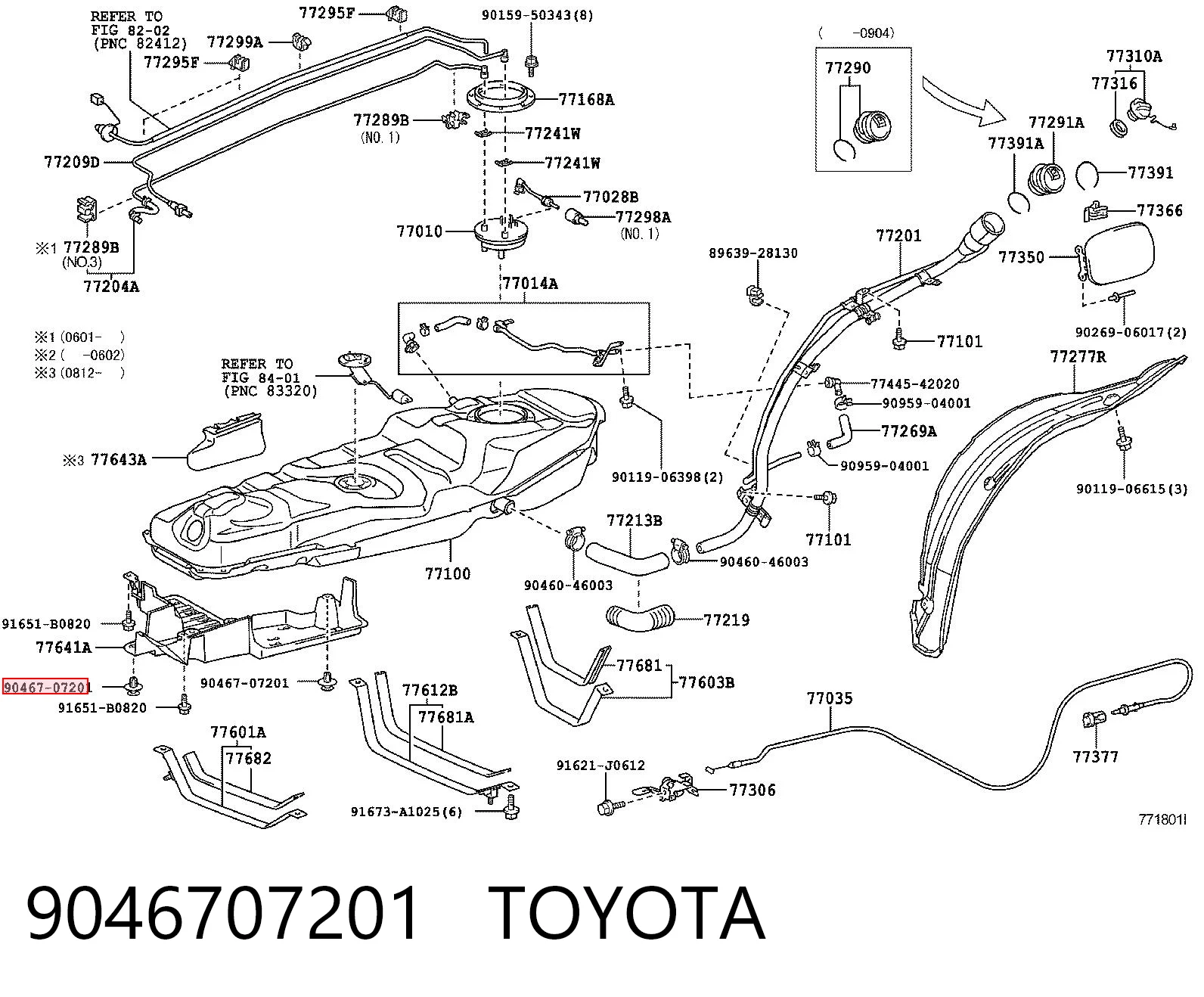 9046707201 Toyota Clip de fijación de parachoques trasero