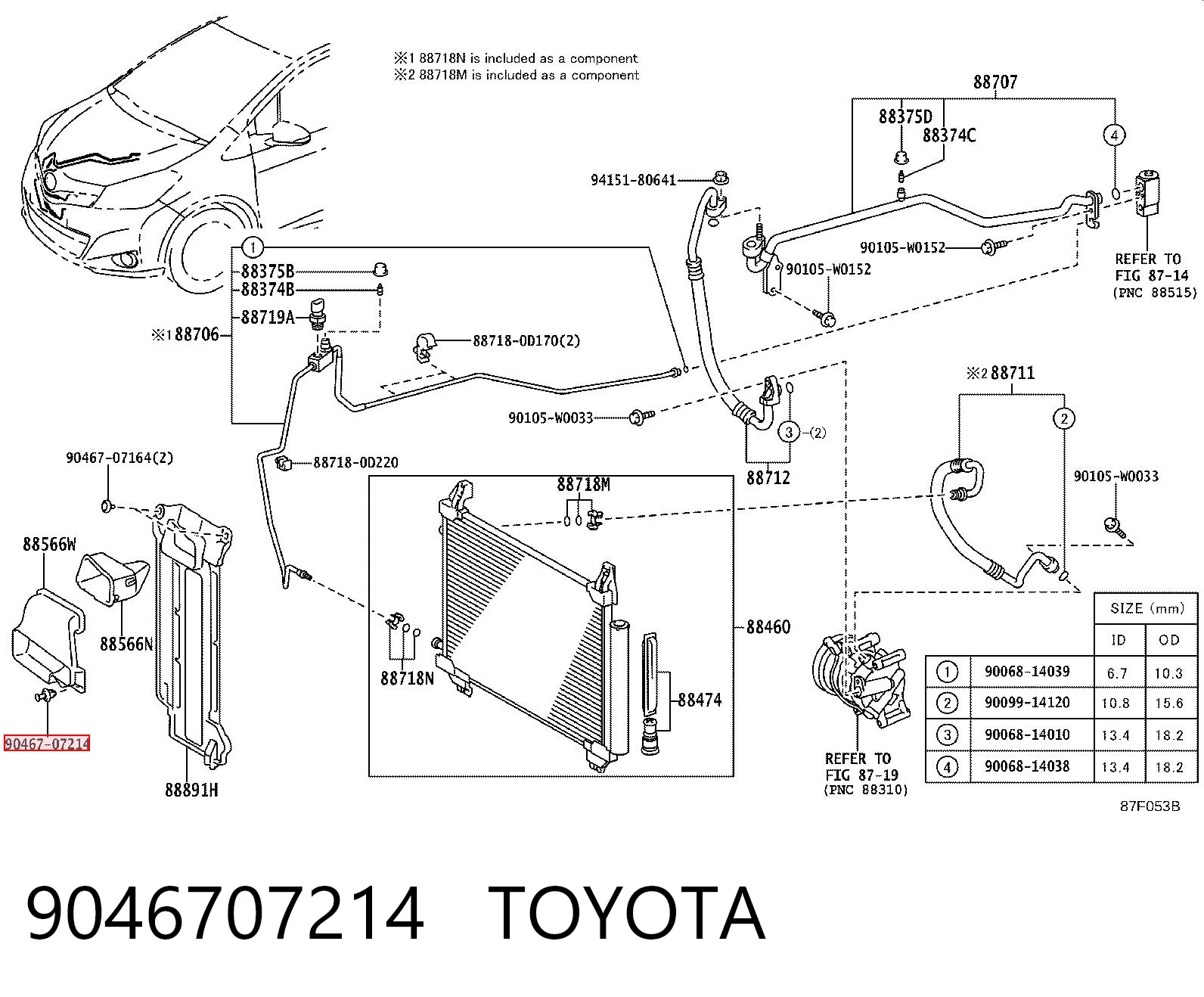 9046707214 Toyota Clip de fijación del guardabarros delantero