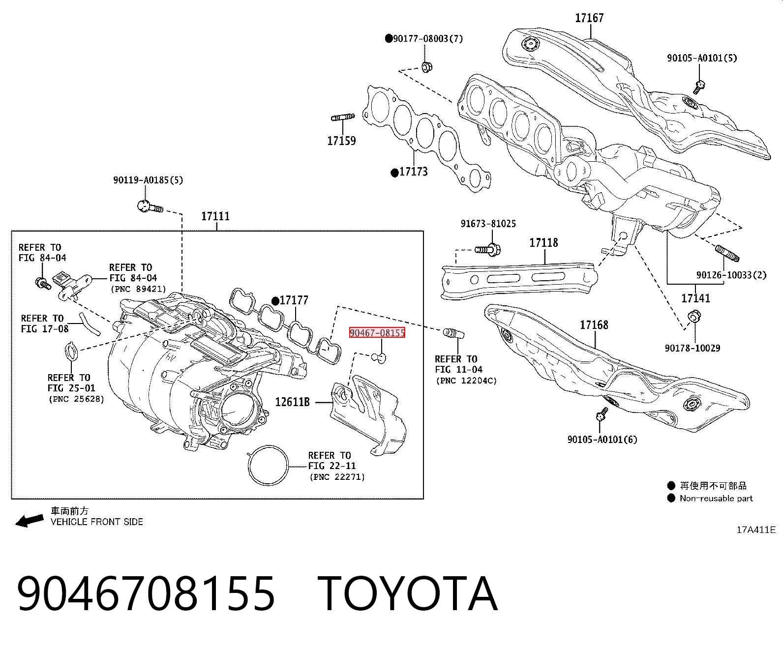 9046708155 Toyota Clip de fijación del guardabarros delantero