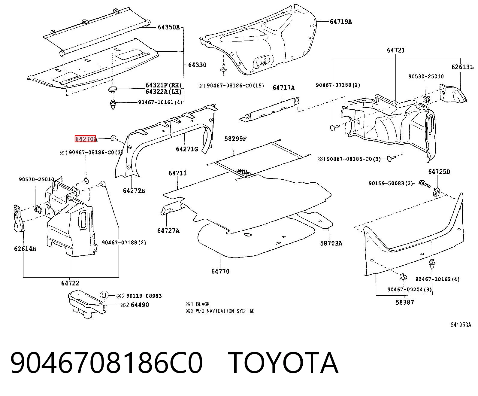 9046708186C0 Toyota Clip de fijación del guardabarros delantero
