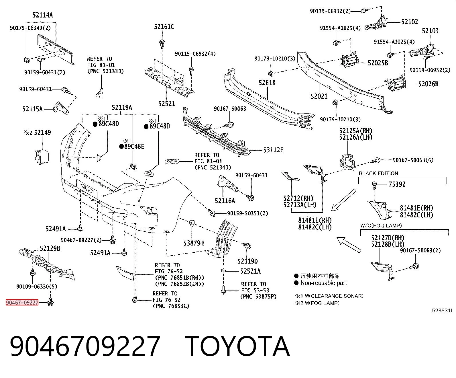 9046709227 Toyota Soporte de parachoques delantero derecho