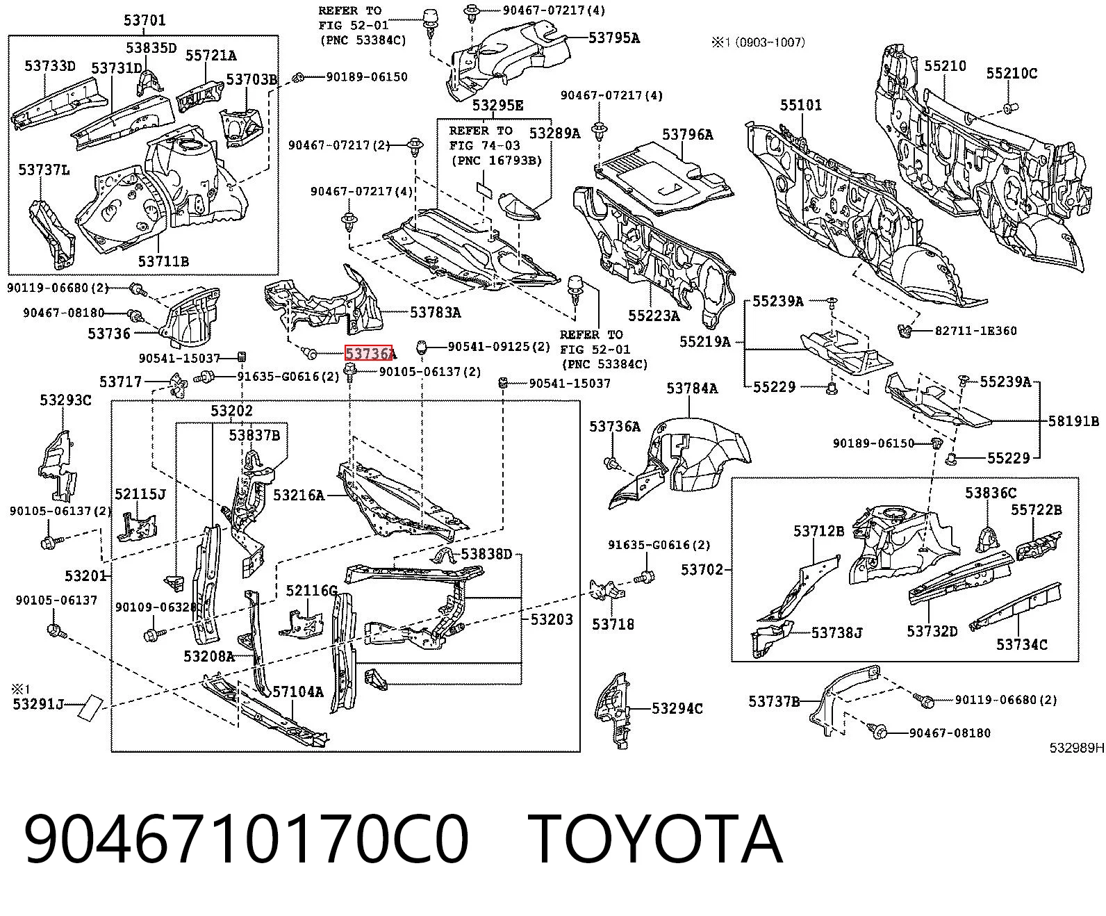 9046710170C0 Toyota Clip de fijación del guardabarros delantero