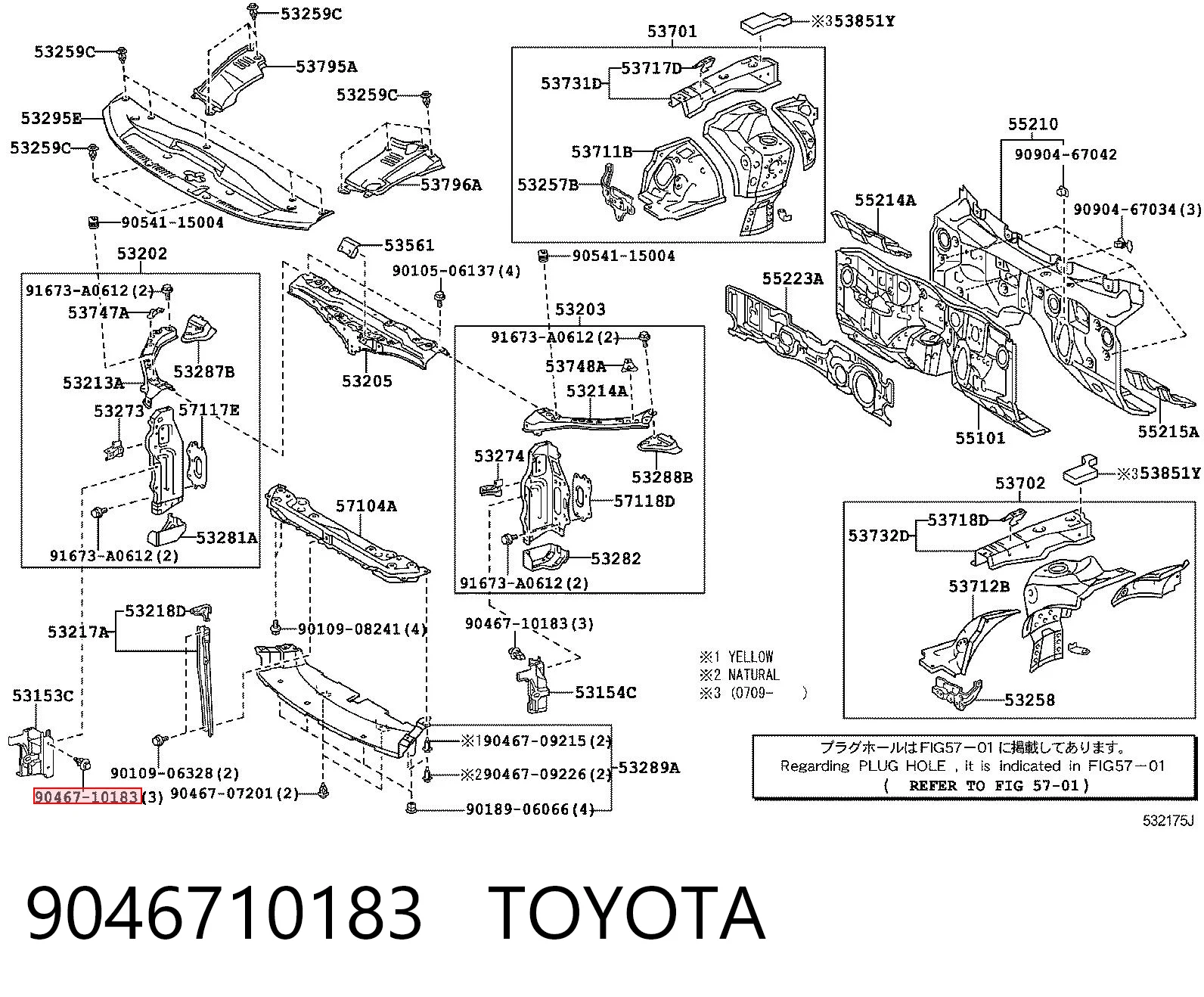 9046710183 Toyota Clip de fijación del guardabarros delantero