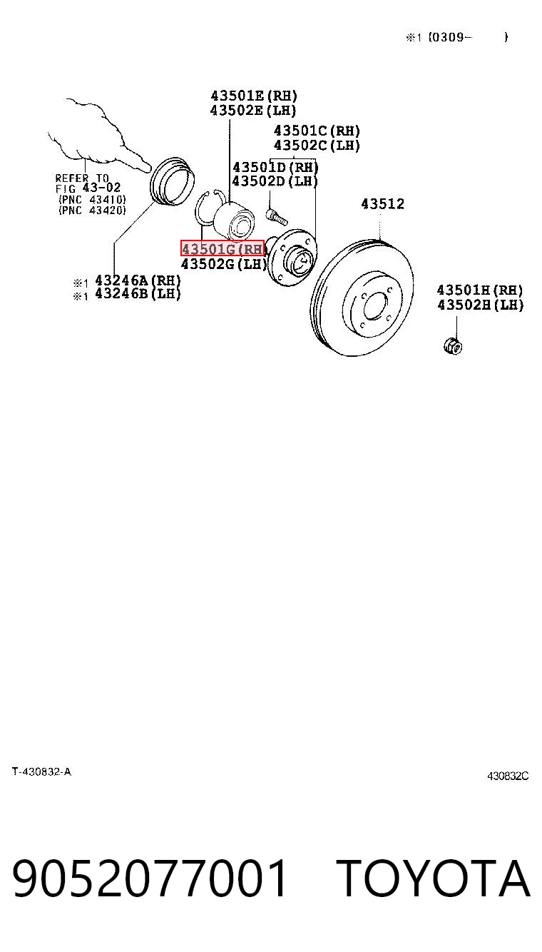9052077001 Toyota Anillo de retención del cojinete de la rueda delantera